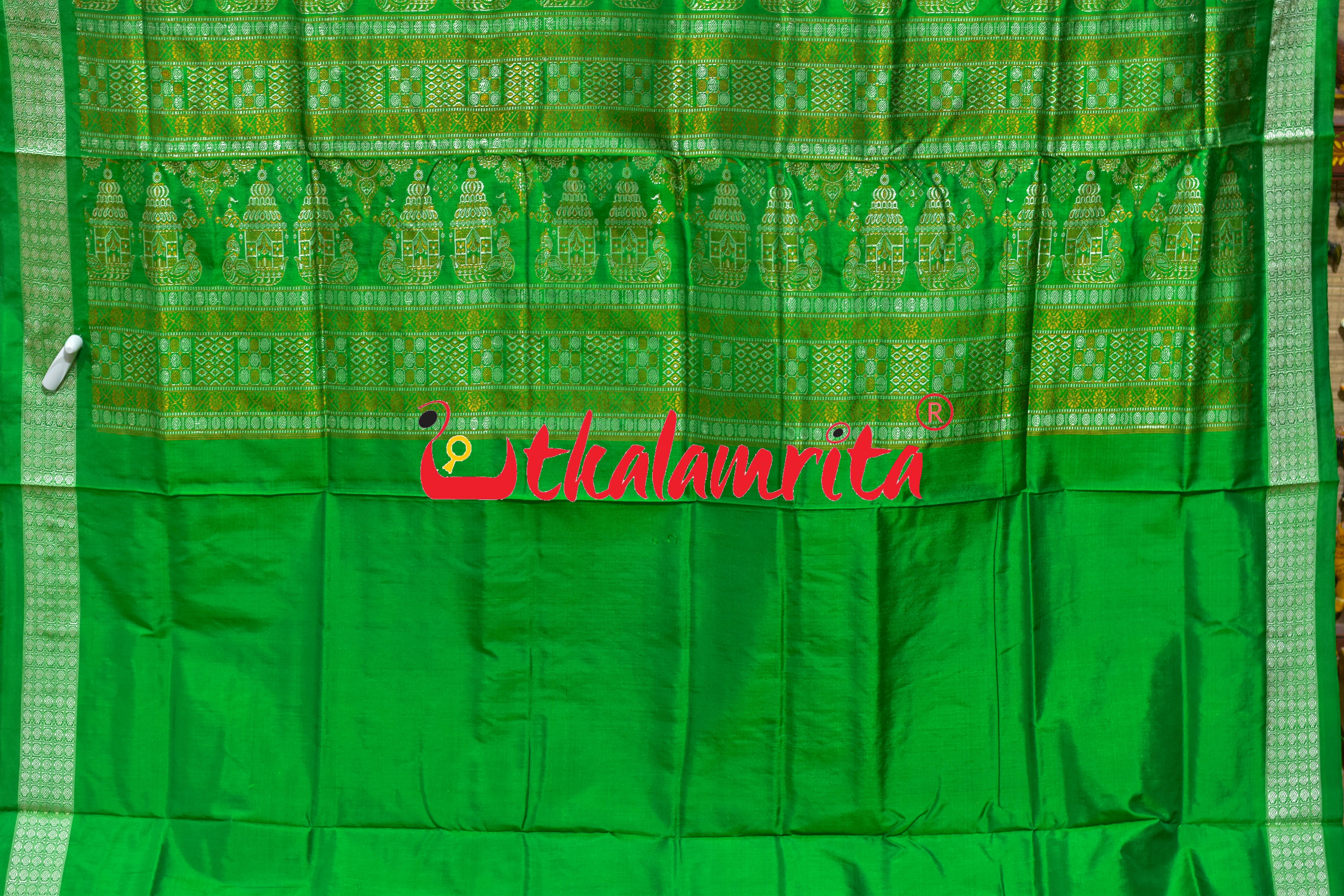 Rani Green Ghara Baragachha Bomkai Silk Saree