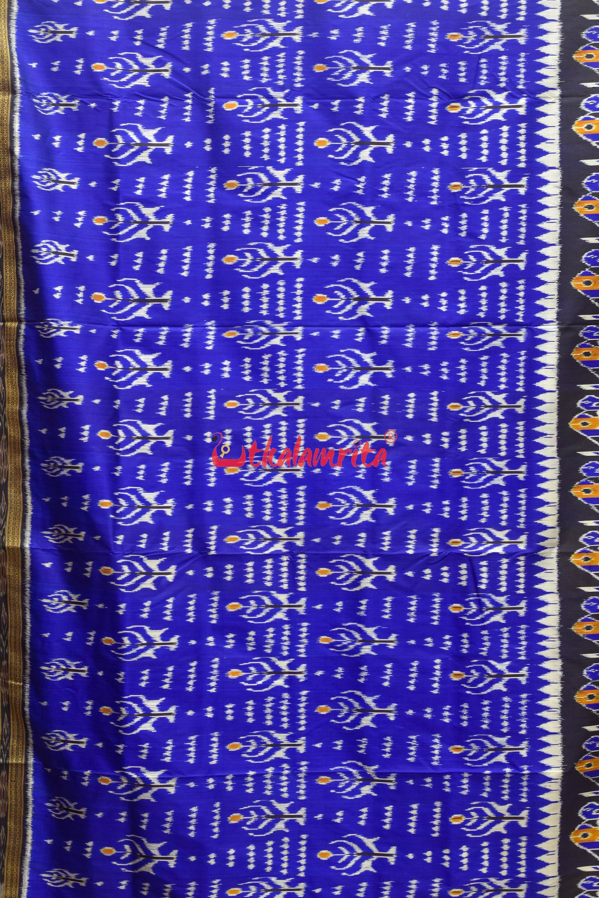 Blue 2D Dhadi Chita Khandua Silk Saree