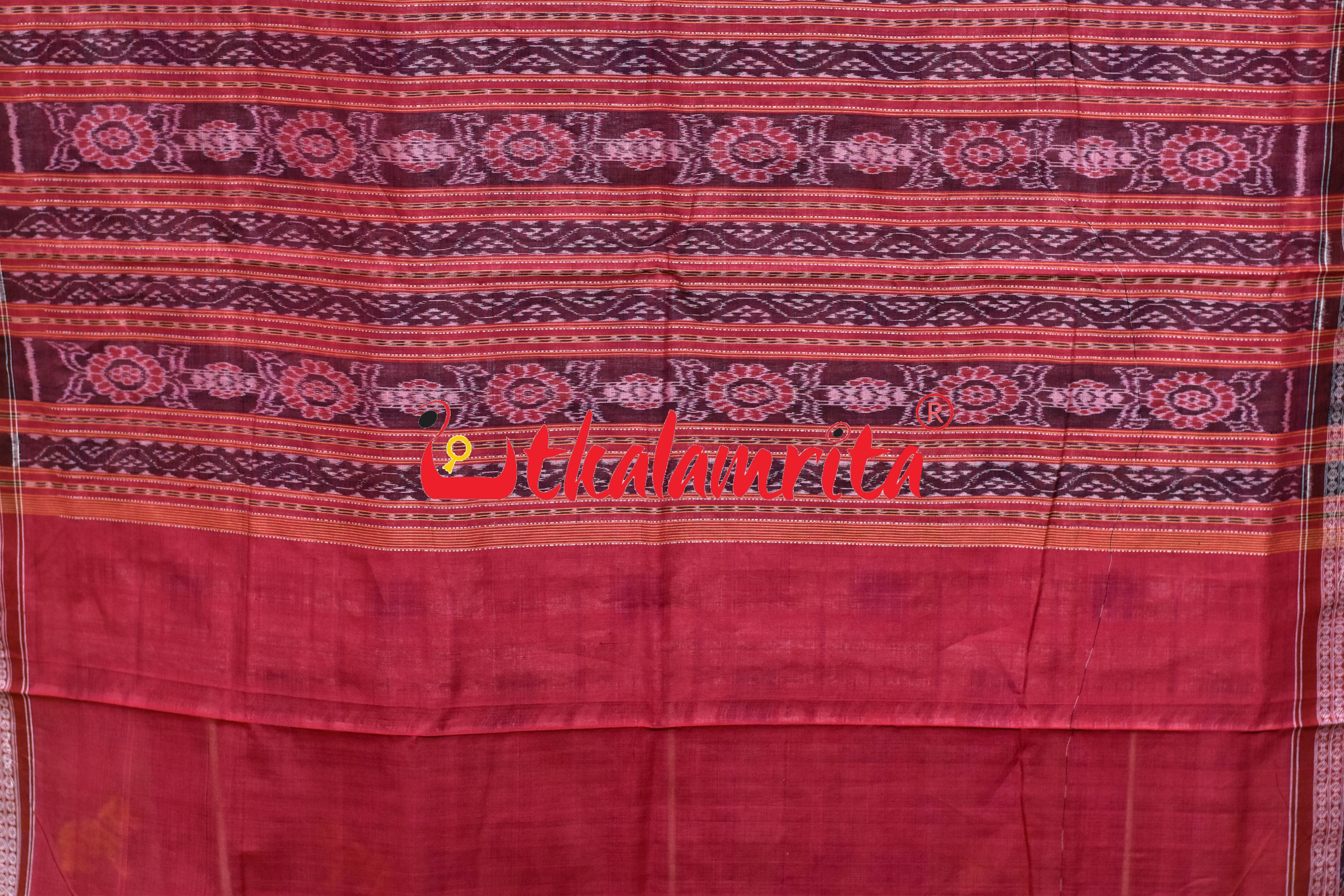 White Red Mini Aswini Sambalpuri Cotton Saree