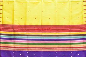 Yellow Red Double Anchal Berhampuri Silk Saree