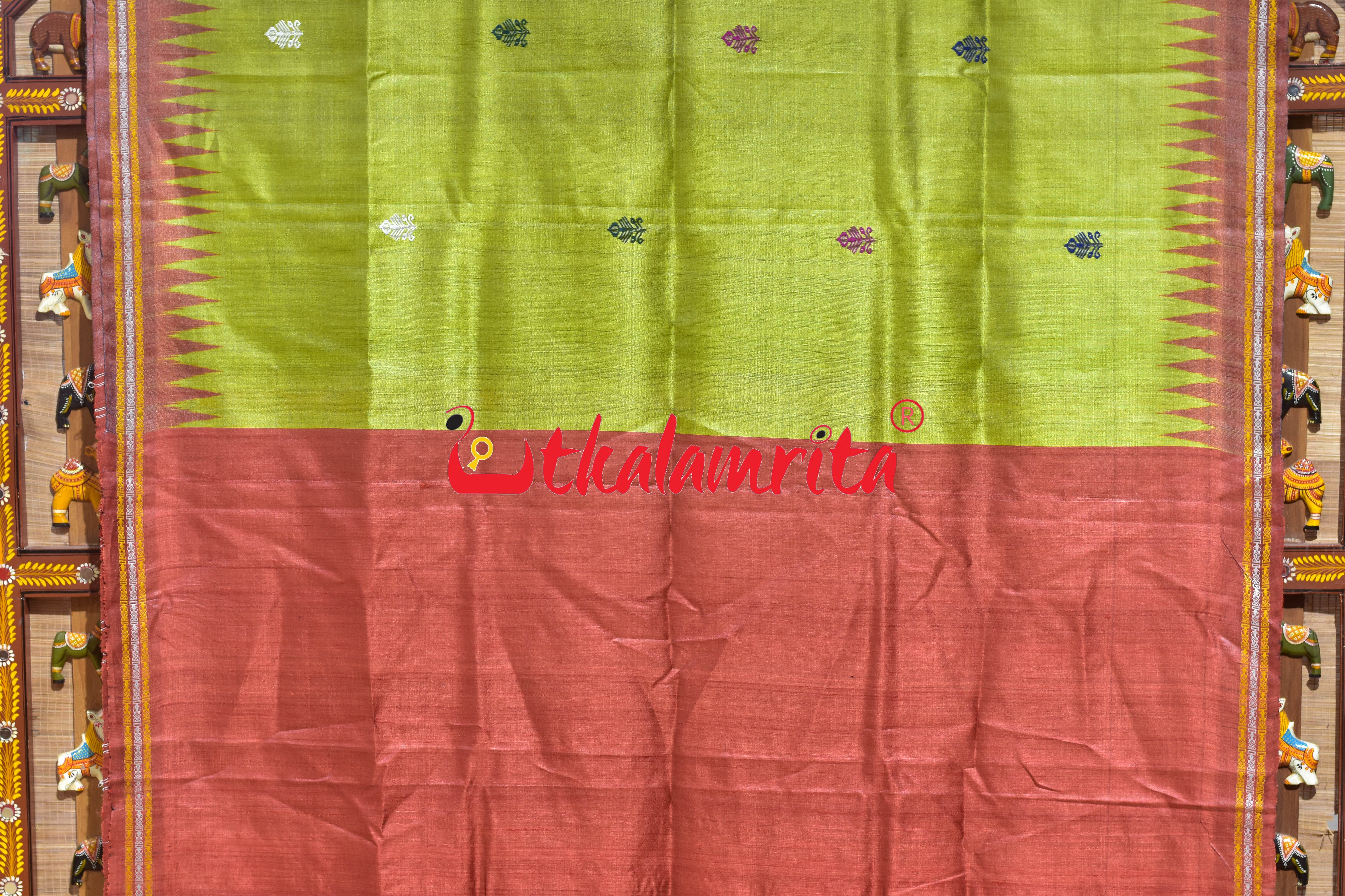 Mehndi Red Dolabedi Gopalpur Tussar Saree