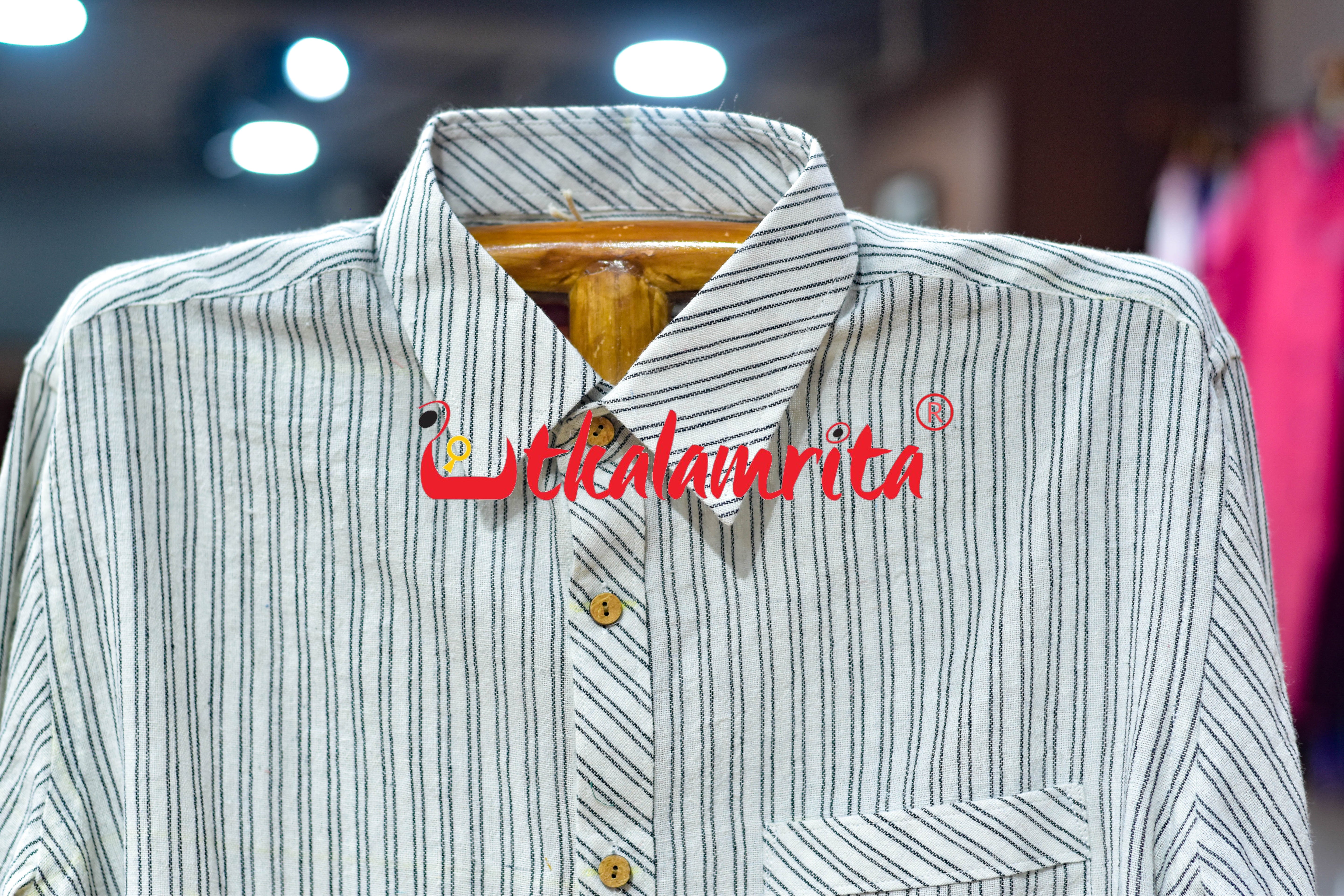 Black Lines on White Kotpad (Men's Full Shirt)