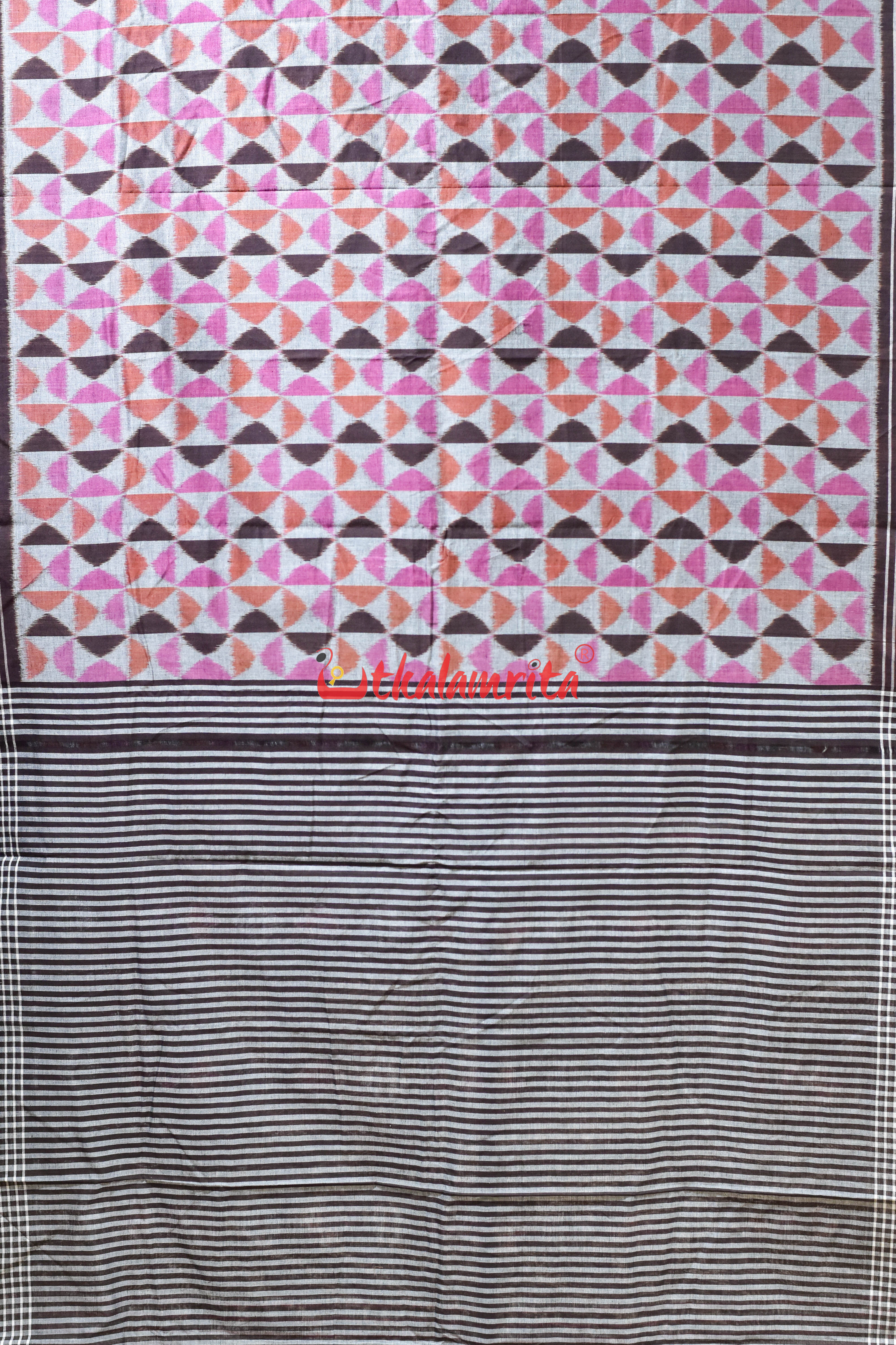 Pink Optical Illusion Khandua Cotton Saree
