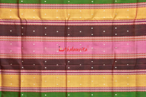 Yellow Red Double Anchal Berhampuri Silk Saree