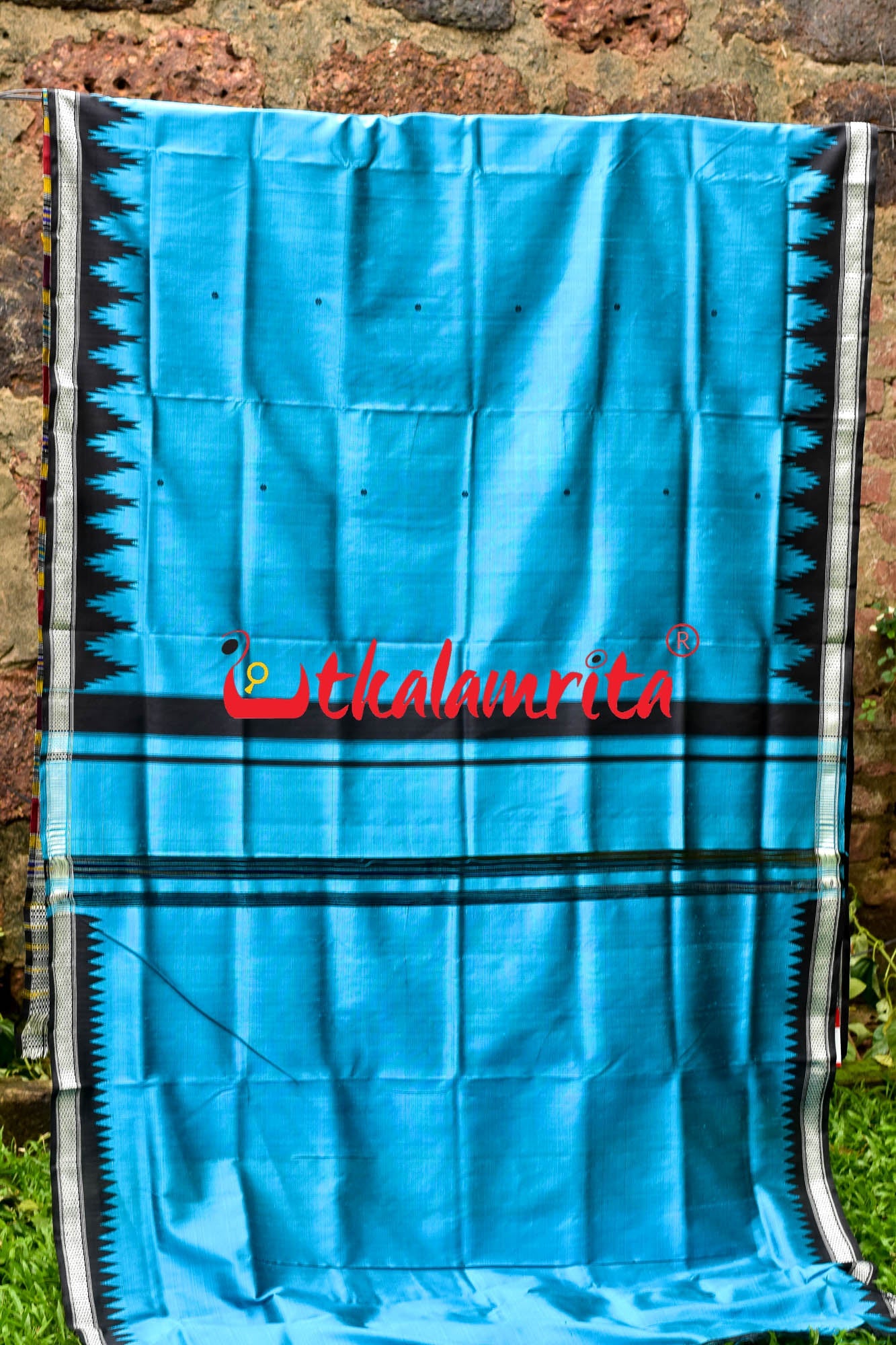 Blue Black Double Anchal Berhampuri Silk
