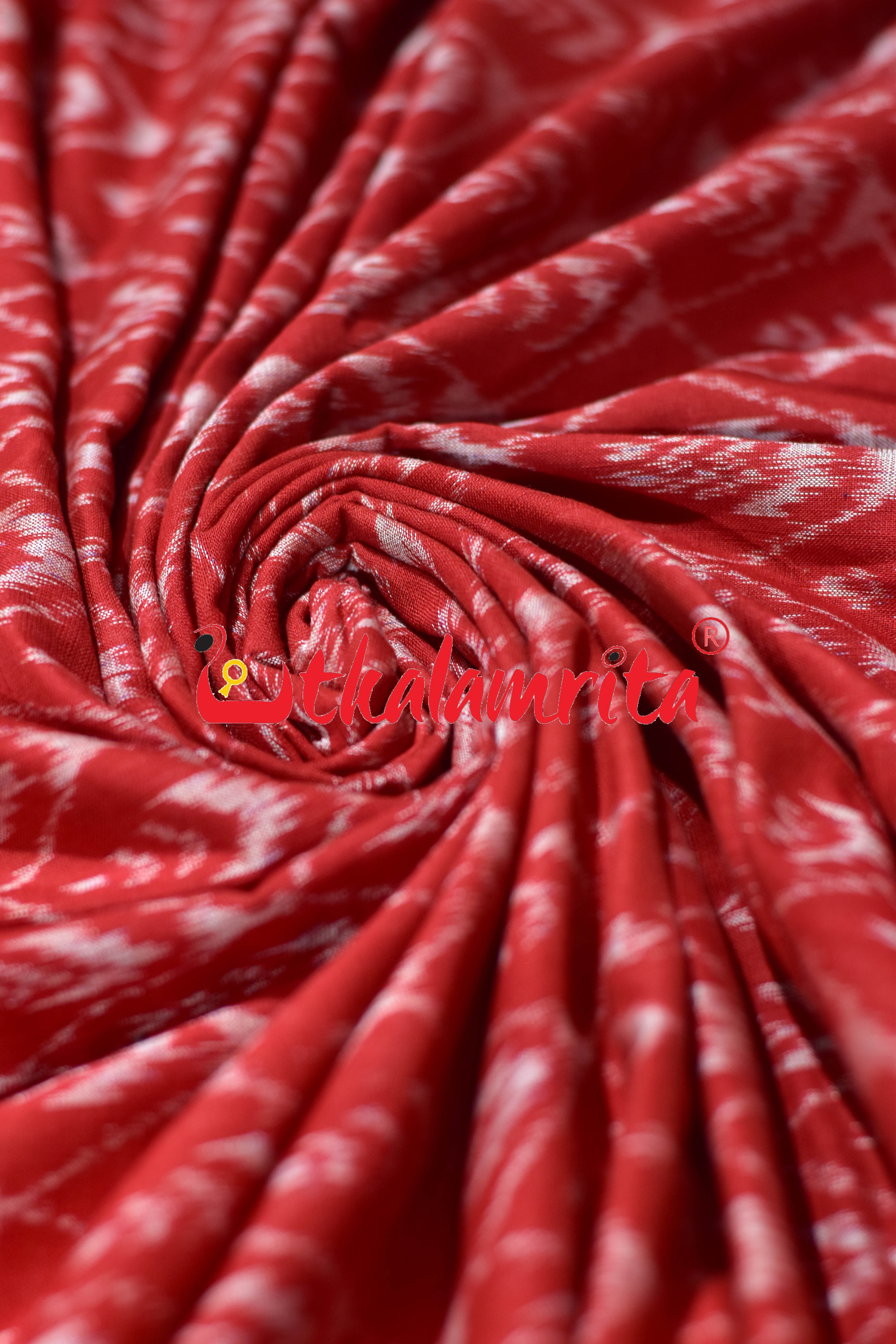 Red Silver Phula Bandha Sambalpuri Cotton (Fabric)