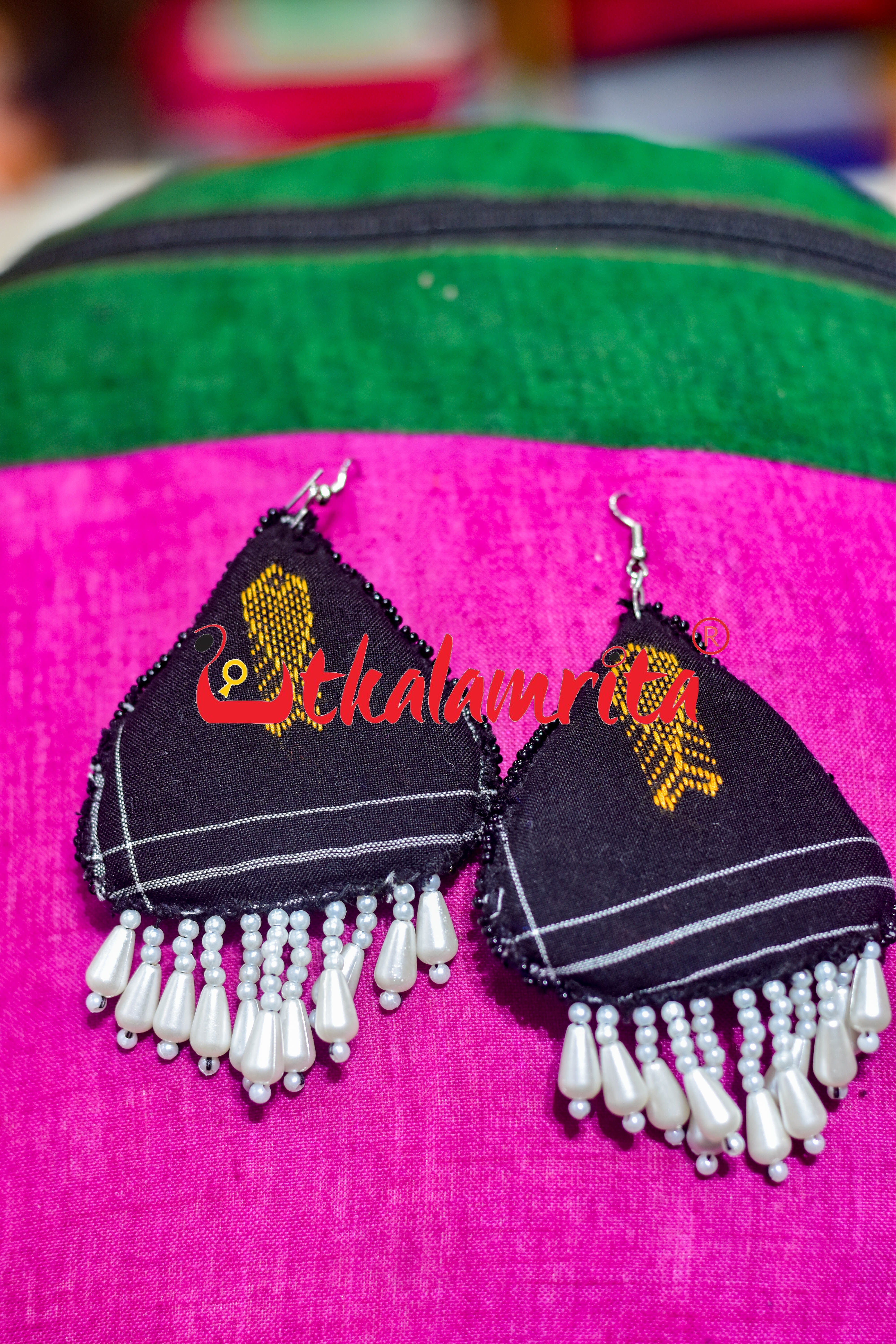 Black Fish Heart Jhumka Earrings