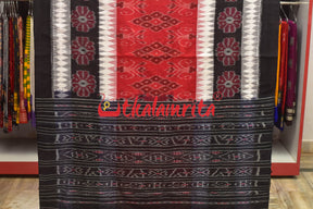 Black and Red Bandha Khandua Cotton Saree