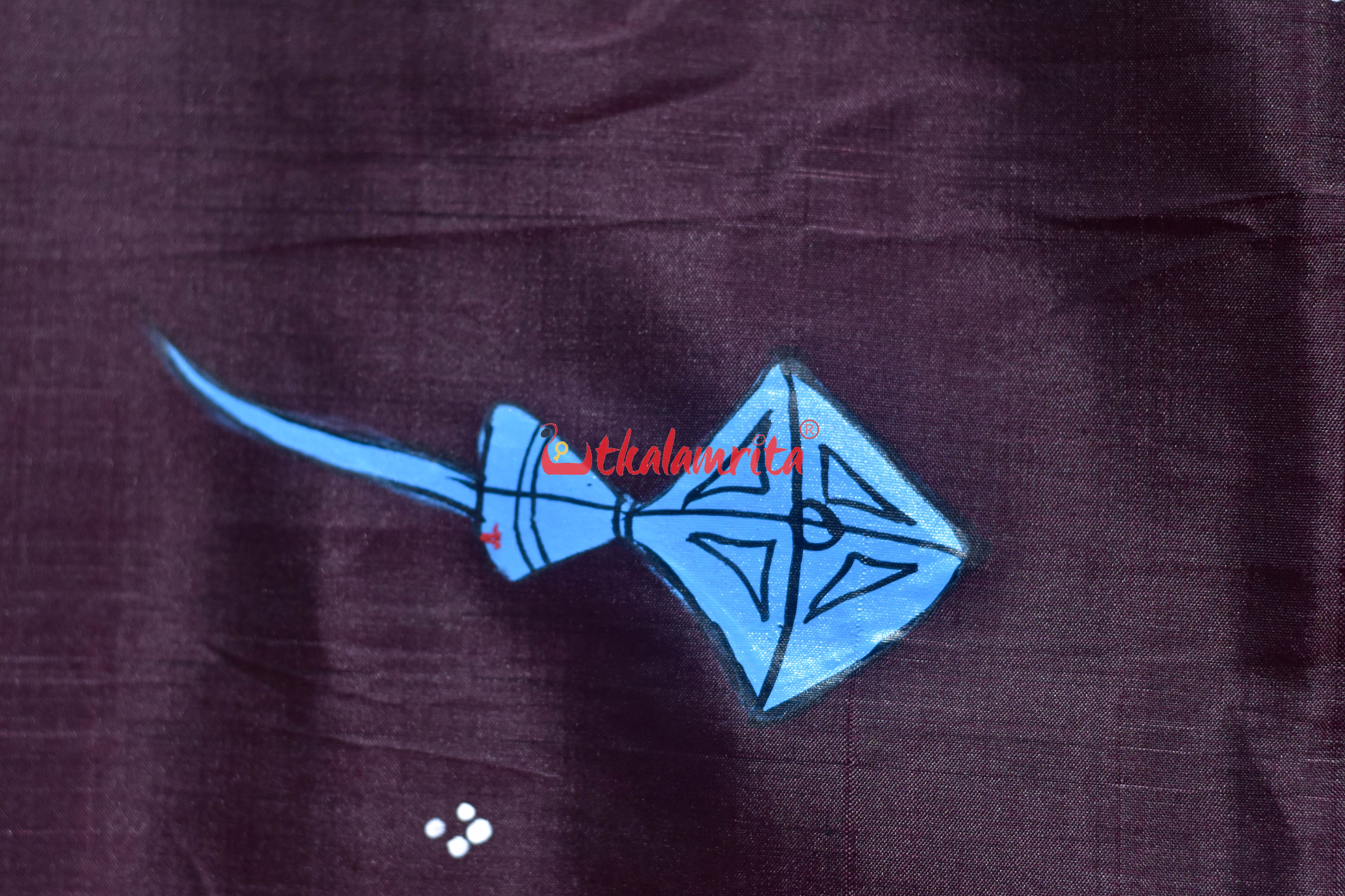 Coffee Makara Sankrati Pattachitra Silk Saree