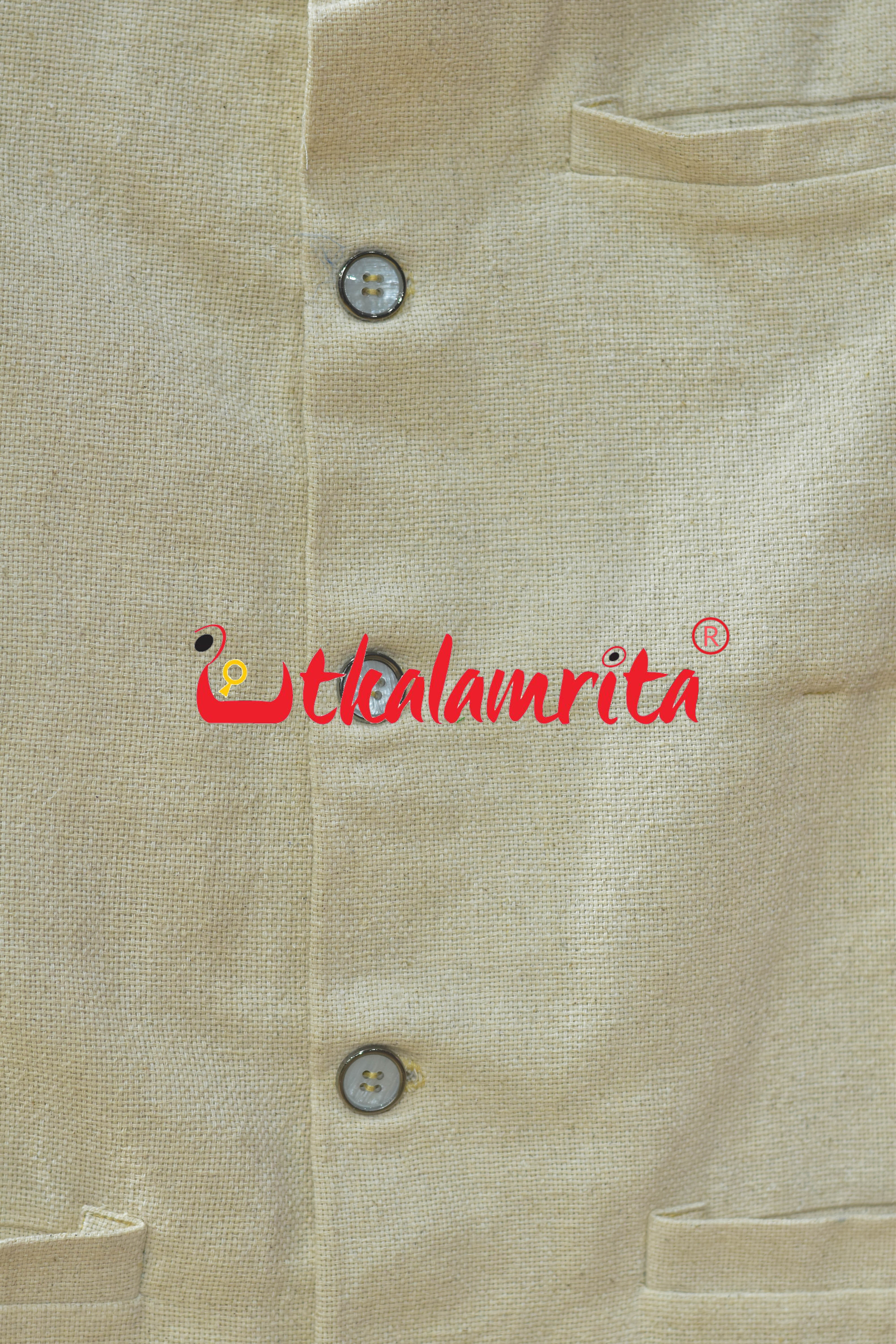 Plain Off White Cotton (Men's Jacket)