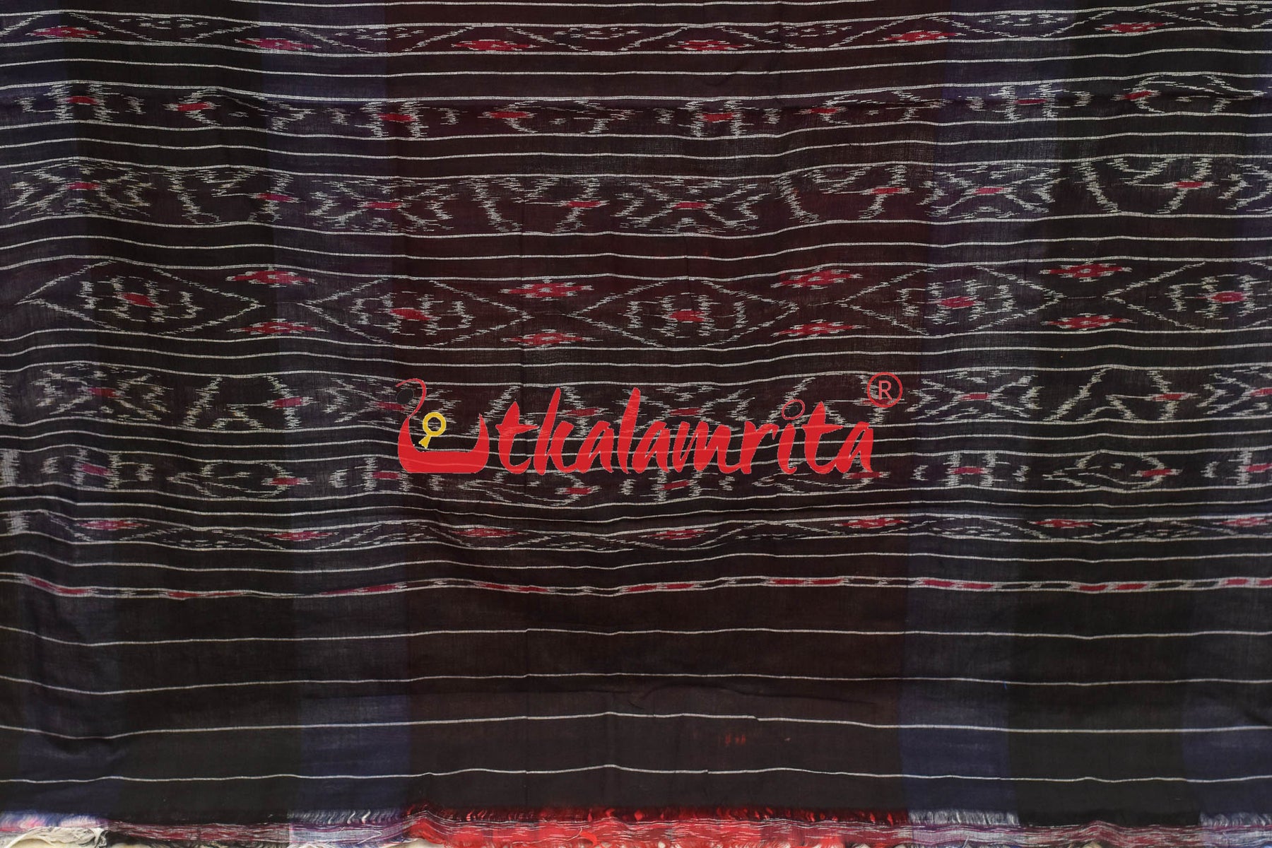 Black and Red Bandha Khandua Cotton Saree