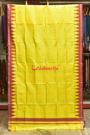 Yellow Red Double Anchal Berhampuri Silk Saree
