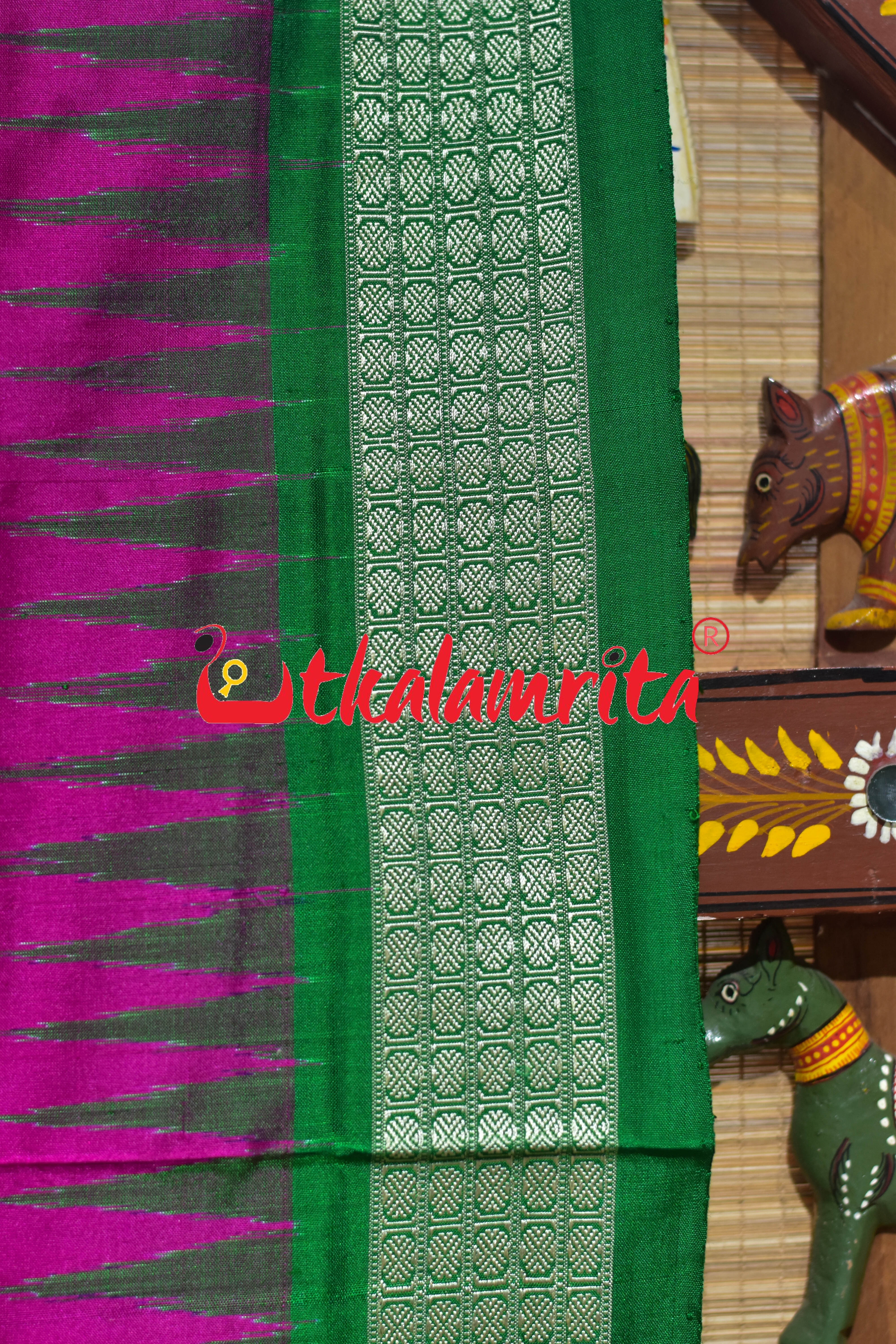 Rani Green Ghara Baragachha Bomkai Silk Saree