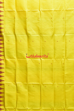 Yellow Red Double Anchal Berhampuri Silk Saree