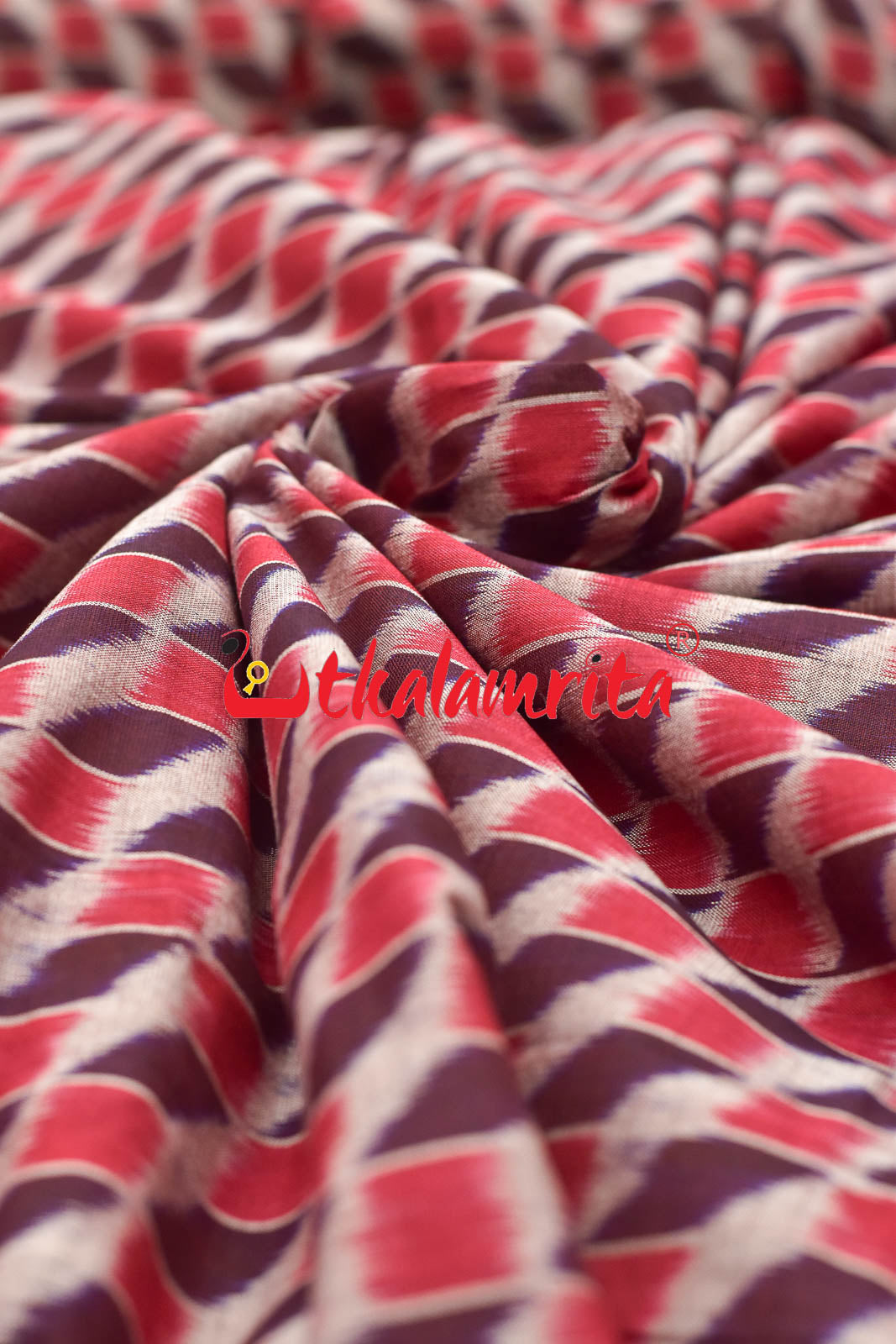 3D Coffee Maroon Sambalpuri Cotton (Fabric)