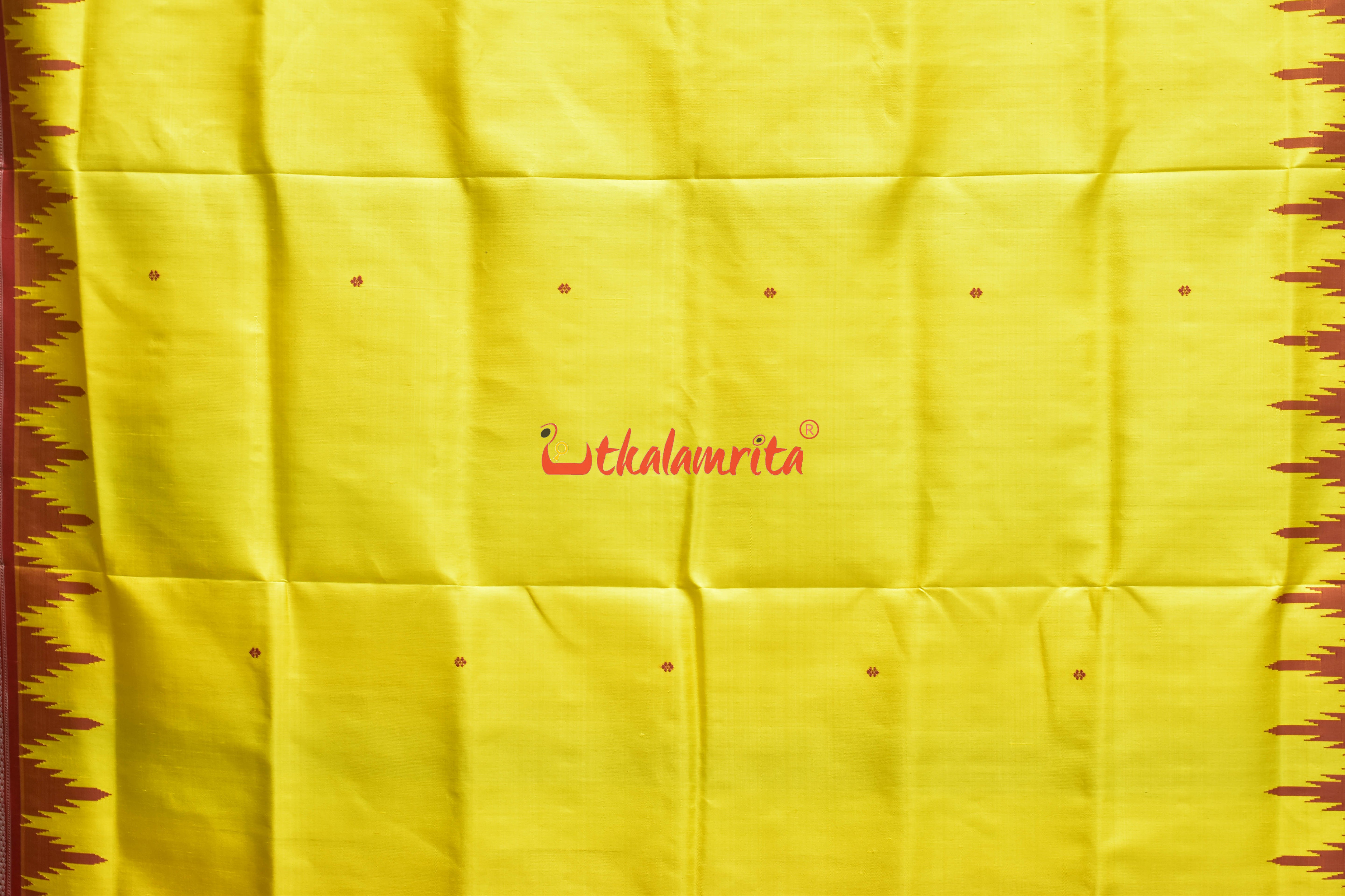Yellow Red Double Anchal Berhampuri Silk Saree