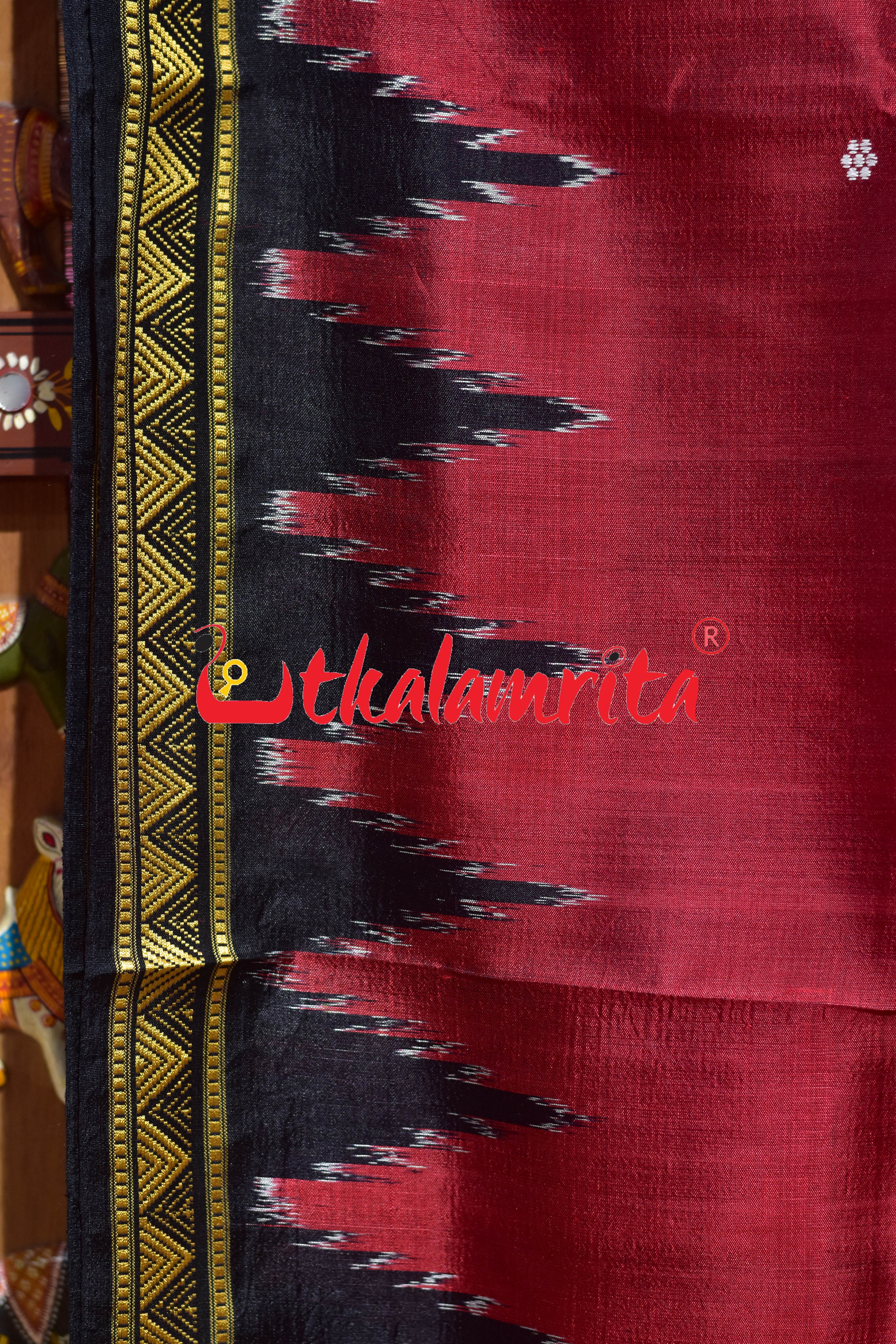 Red Dongria Border Animal Anchal Khandua Silk Saree