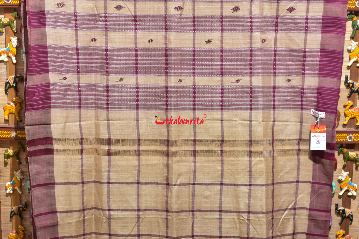 Big Check Maroon Santhal Tussar Saree