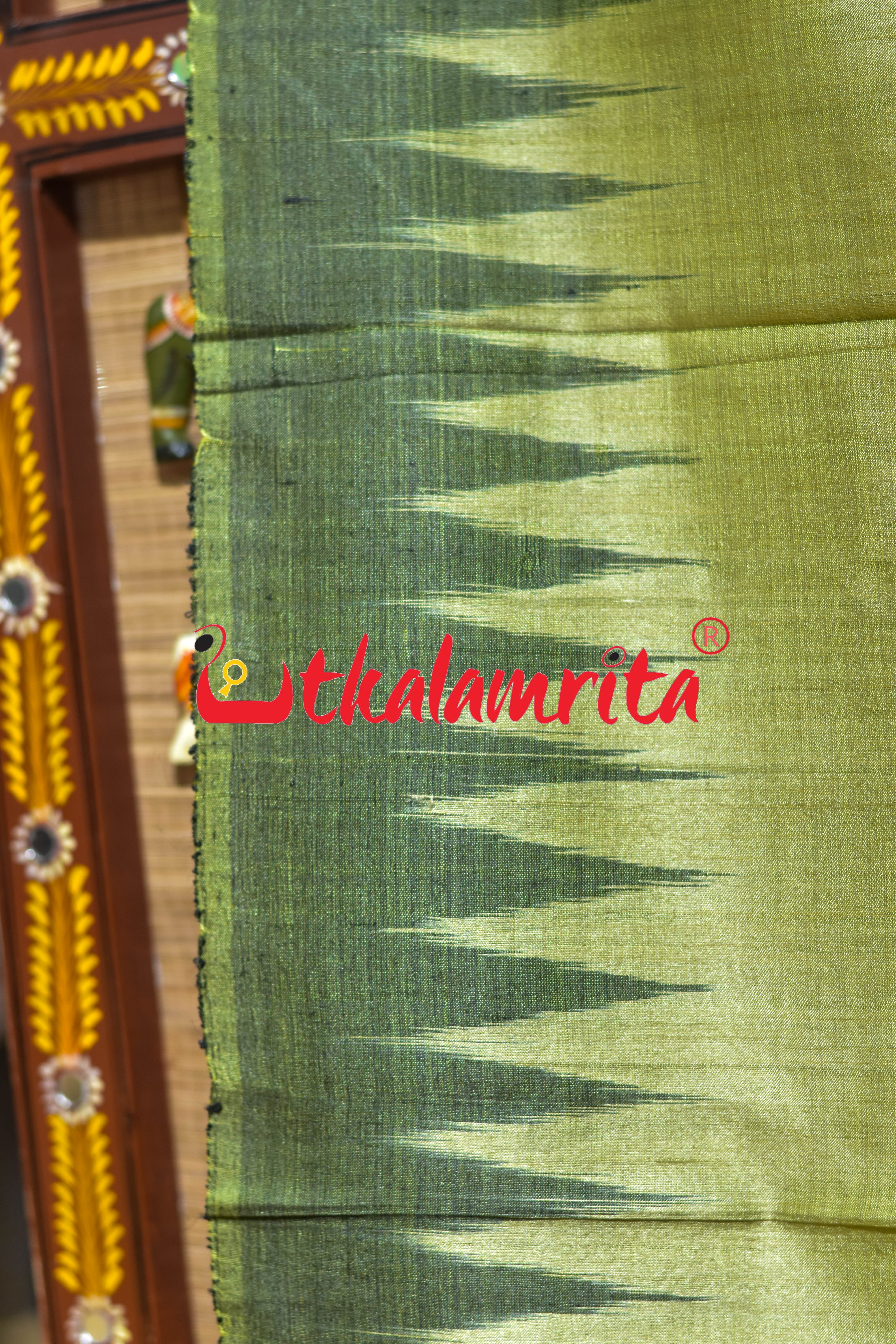 Mehndi Green Black Border Fine Gopalpur Tussar Silk Saree