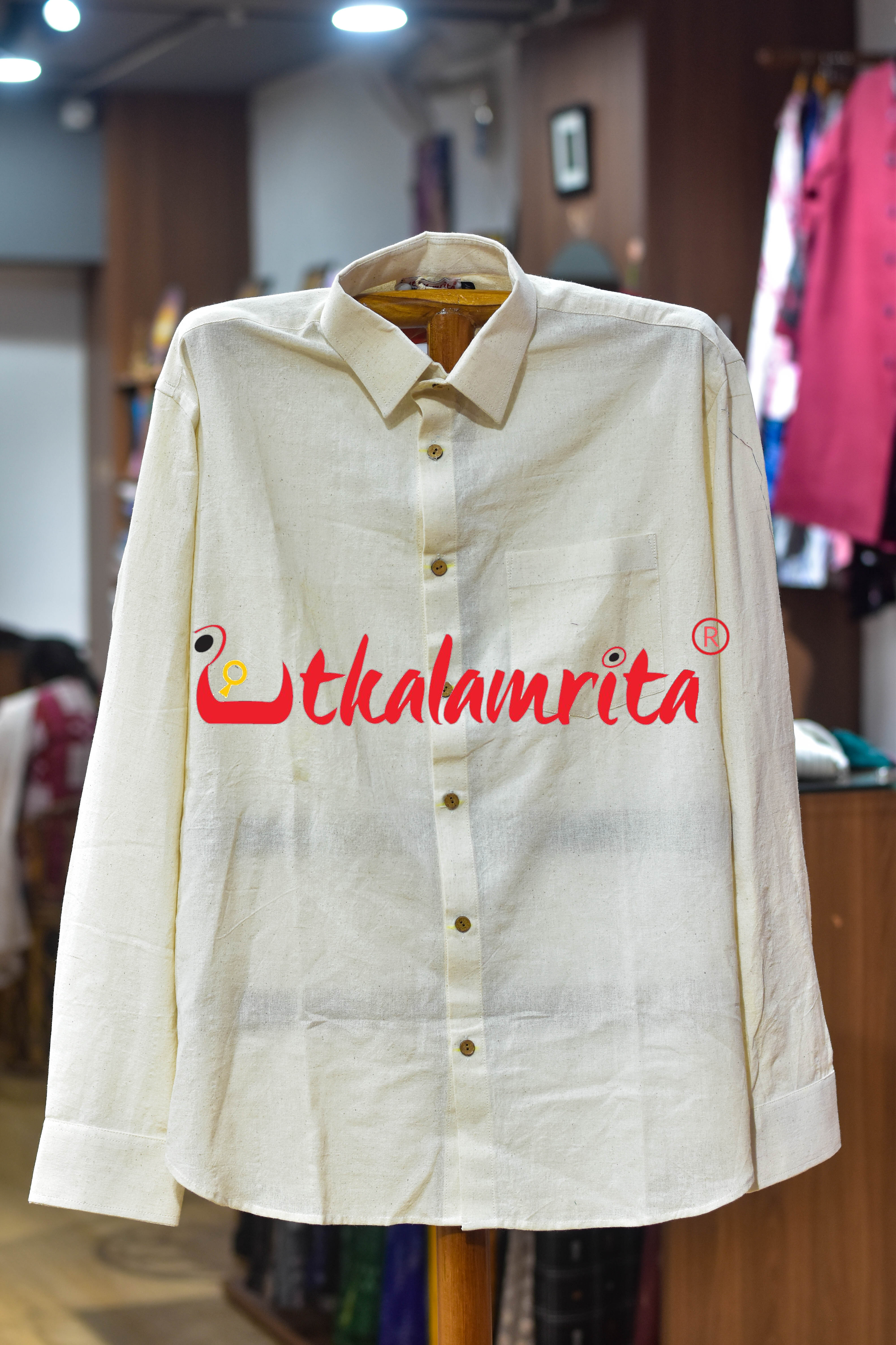 Kotpad Plain White (Men's Full Shirt)