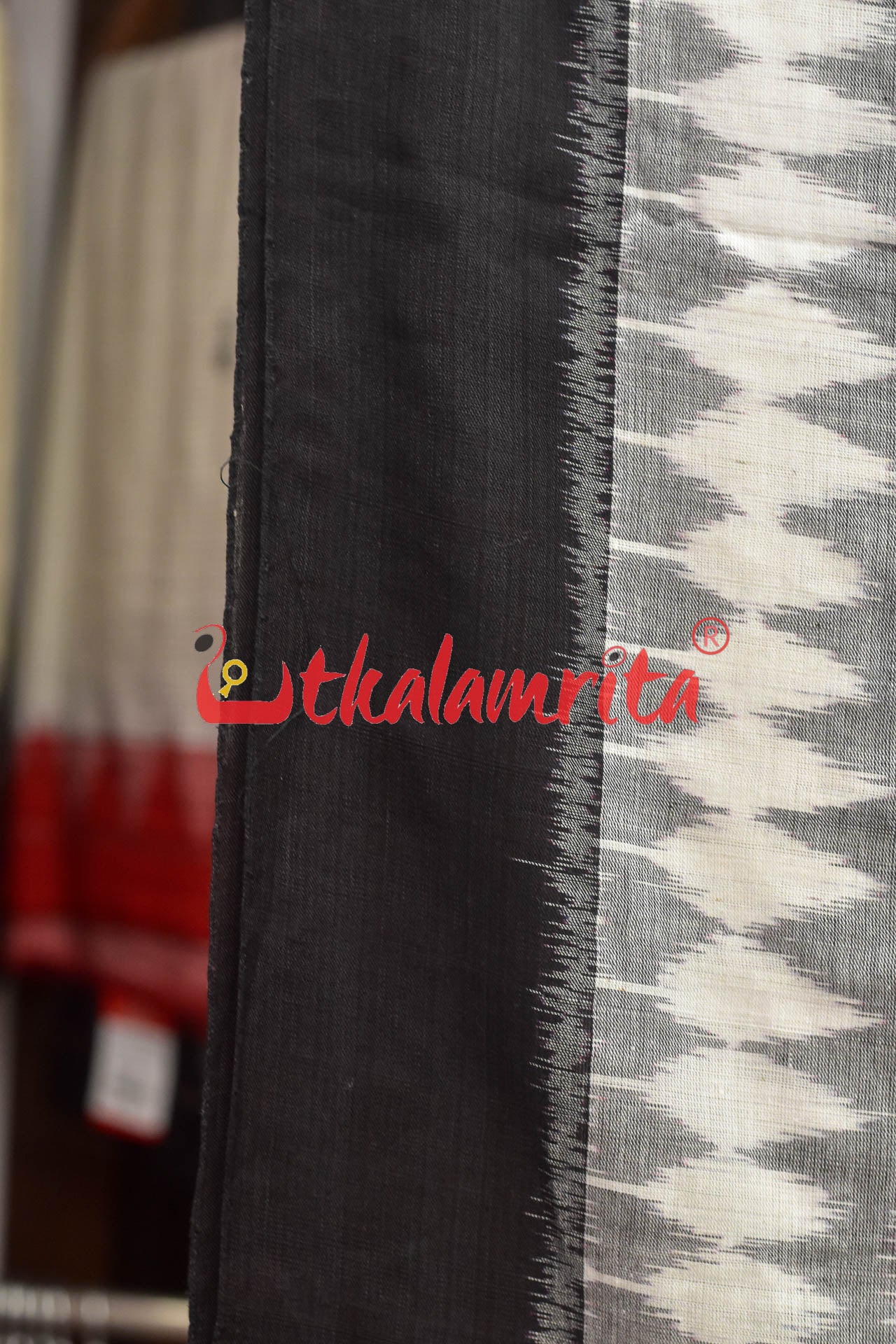 Black and Red Bandha Khandua Cotton Saree