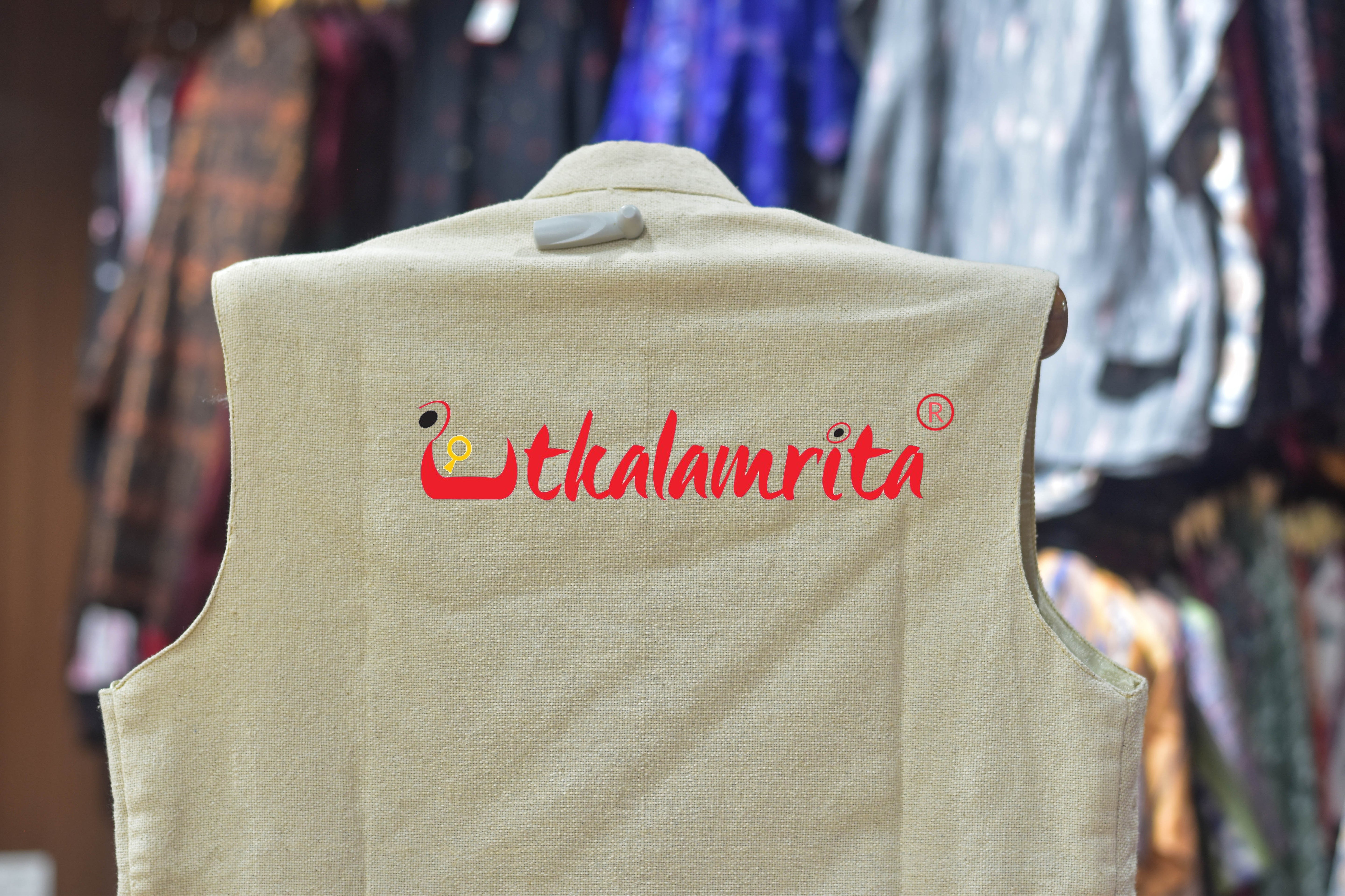 Plain Off White Cotton (Men's Jacket)