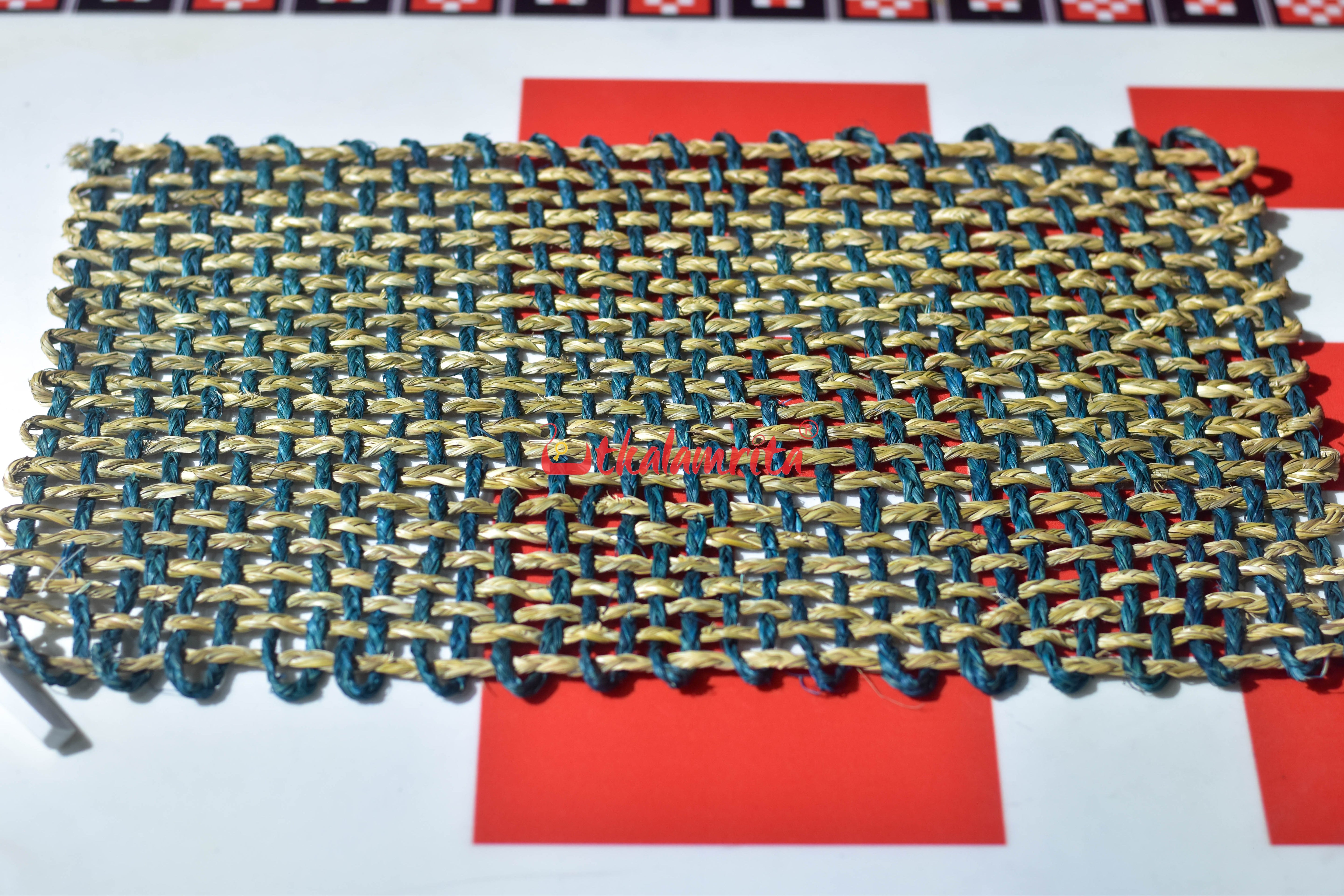 Sabai Grass Jali Mat Single Layer (Teal & Natural)