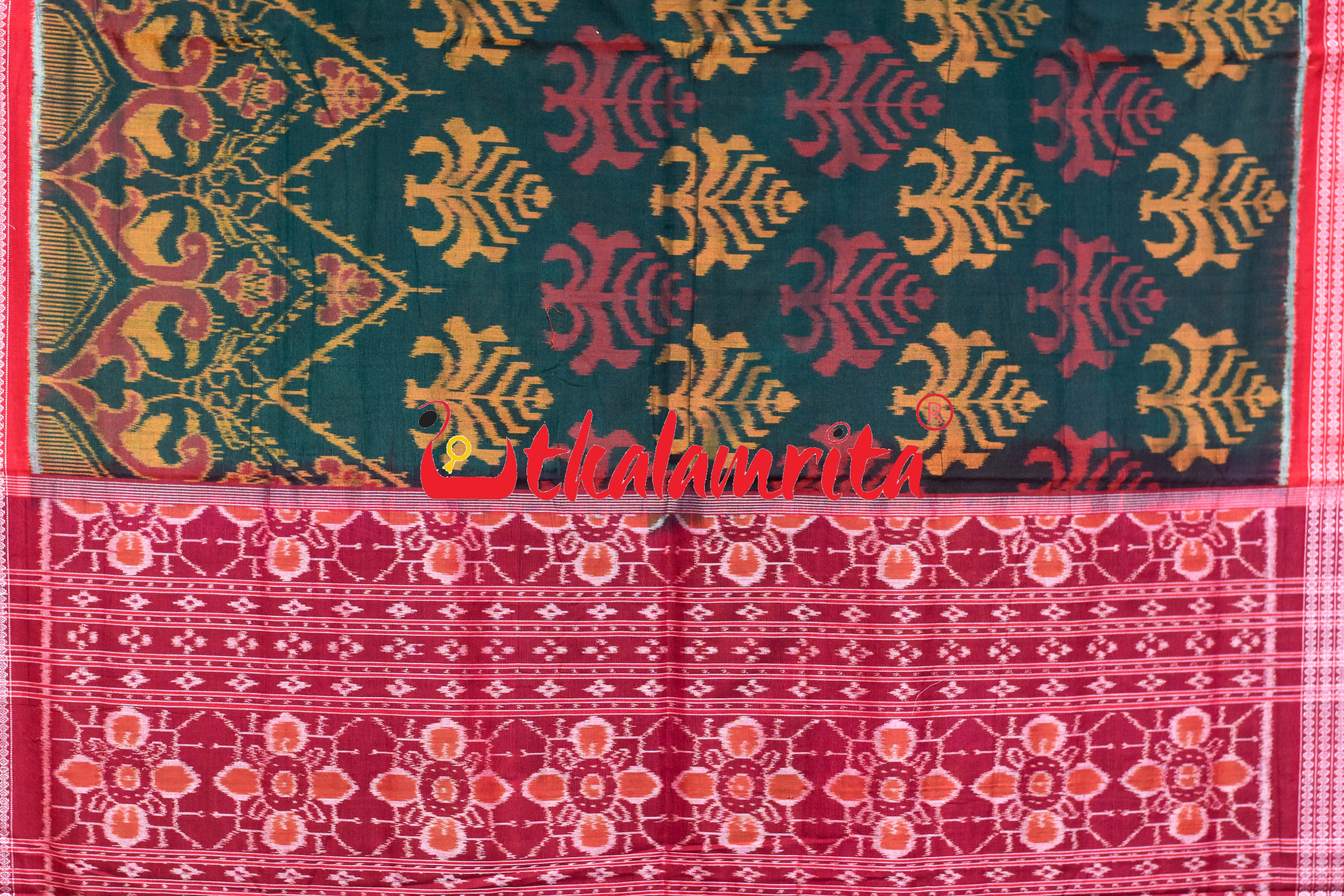 Green Gacha Mayura Border Sambalpuri Cotton Saree