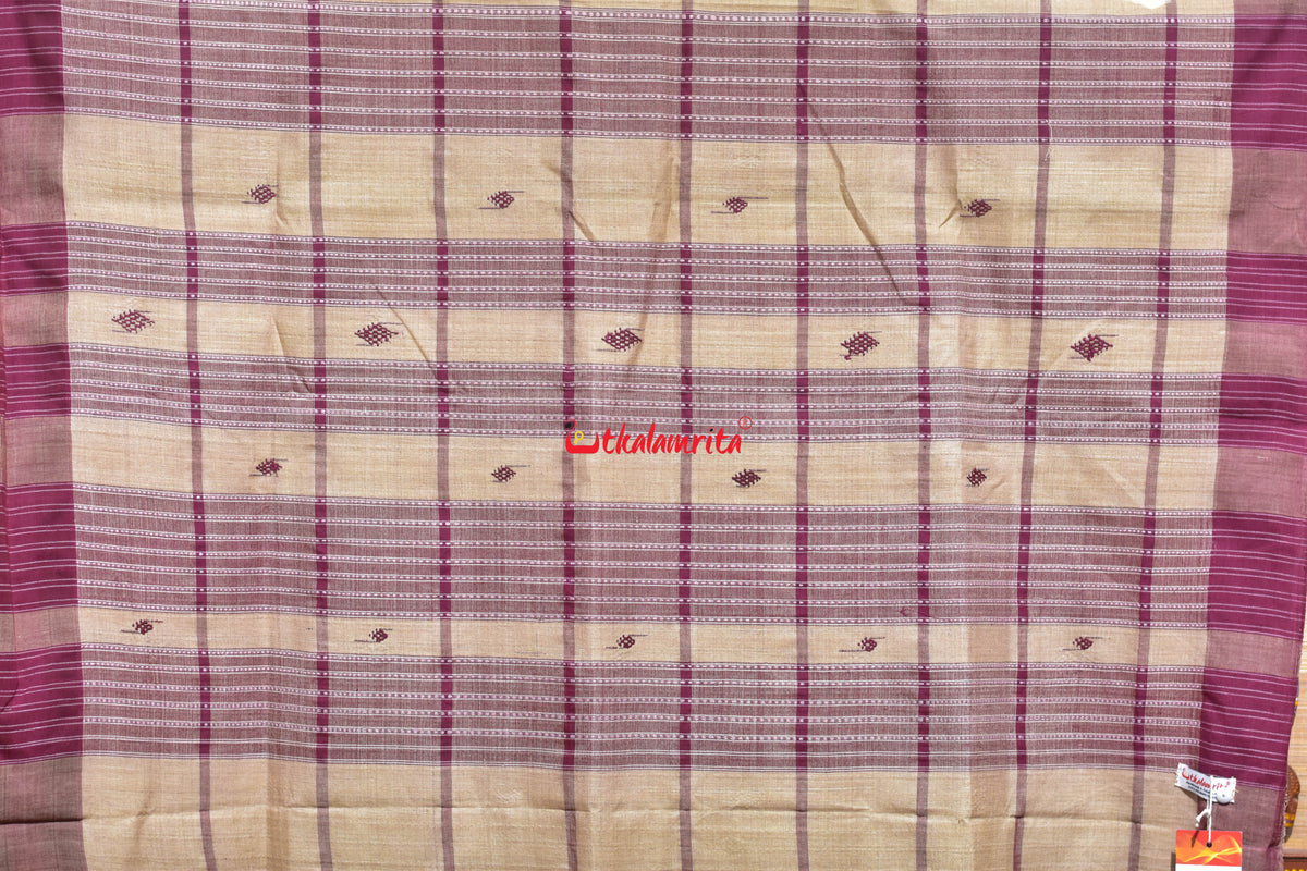 Big Check Maroon Santhal Tussar Saree