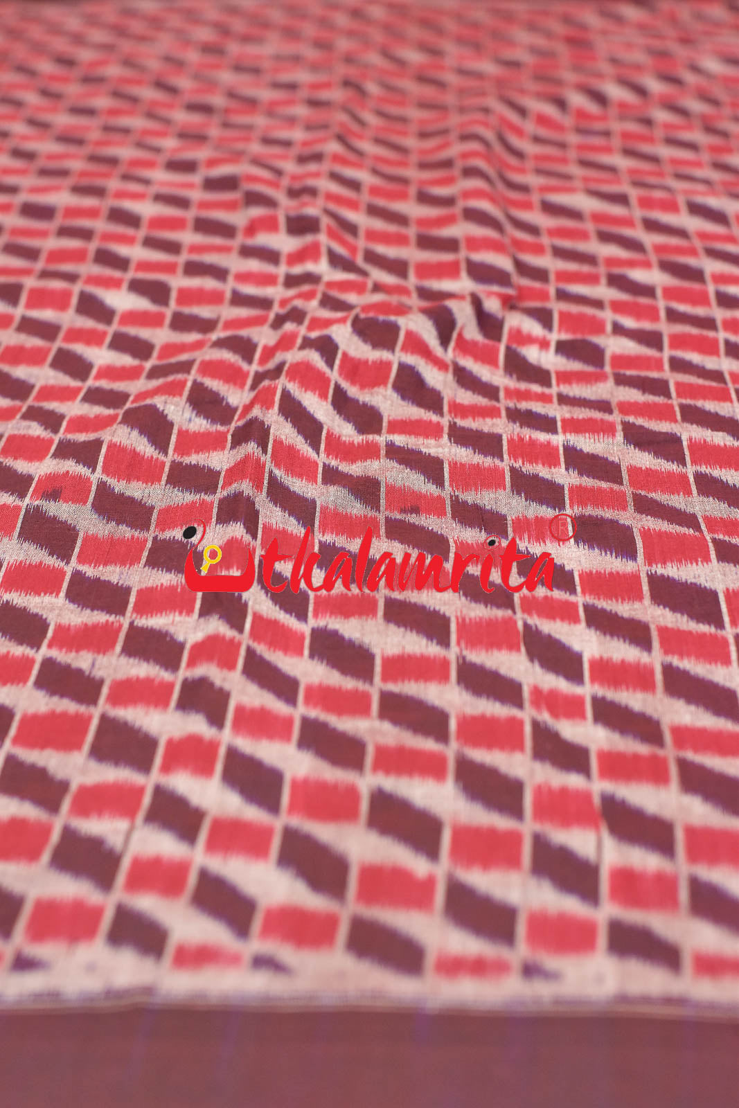 3D Coffee Maroon Sambalpuri Cotton (Fabric)