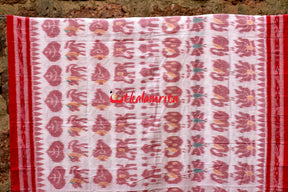 White Red Cotton Nabarangi Saree