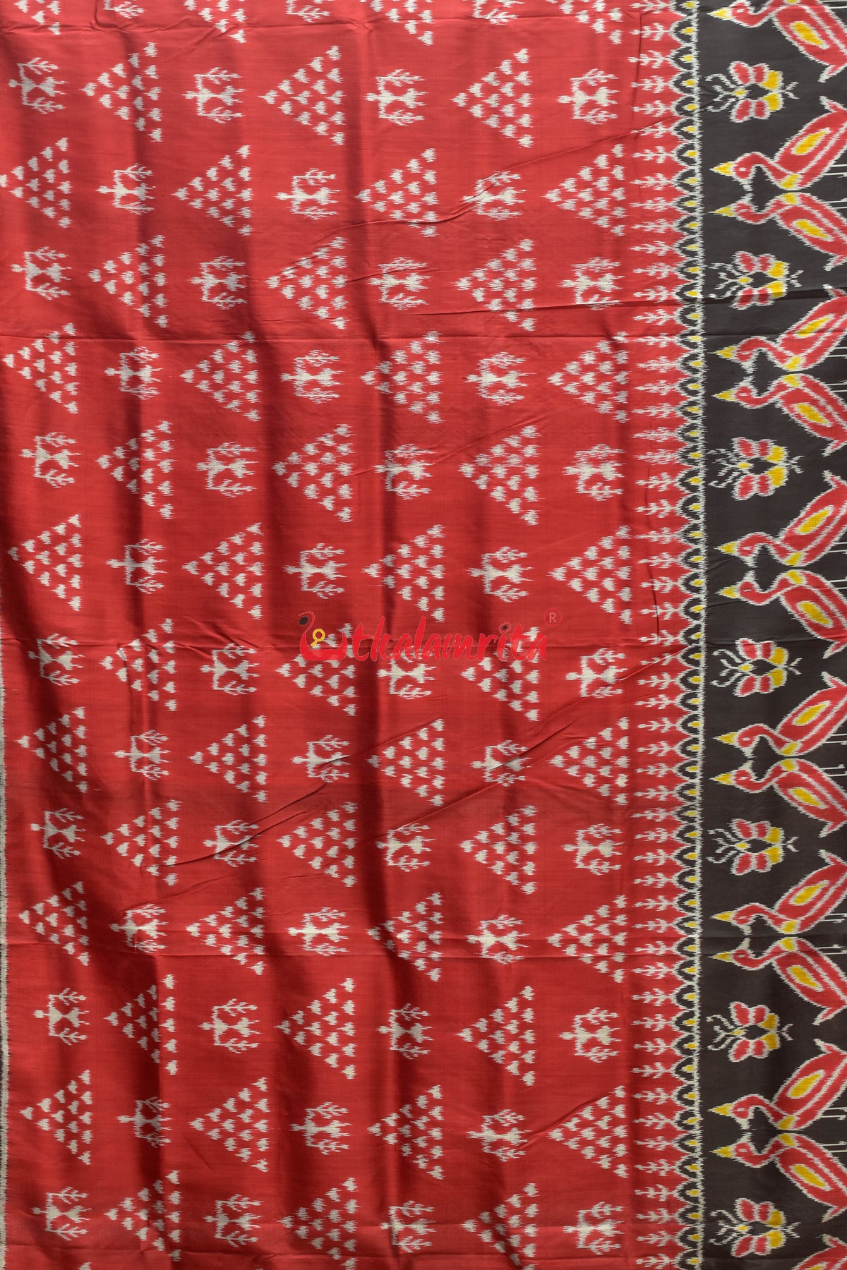 Dhadi Chita Maroon Khandua Silk Saree