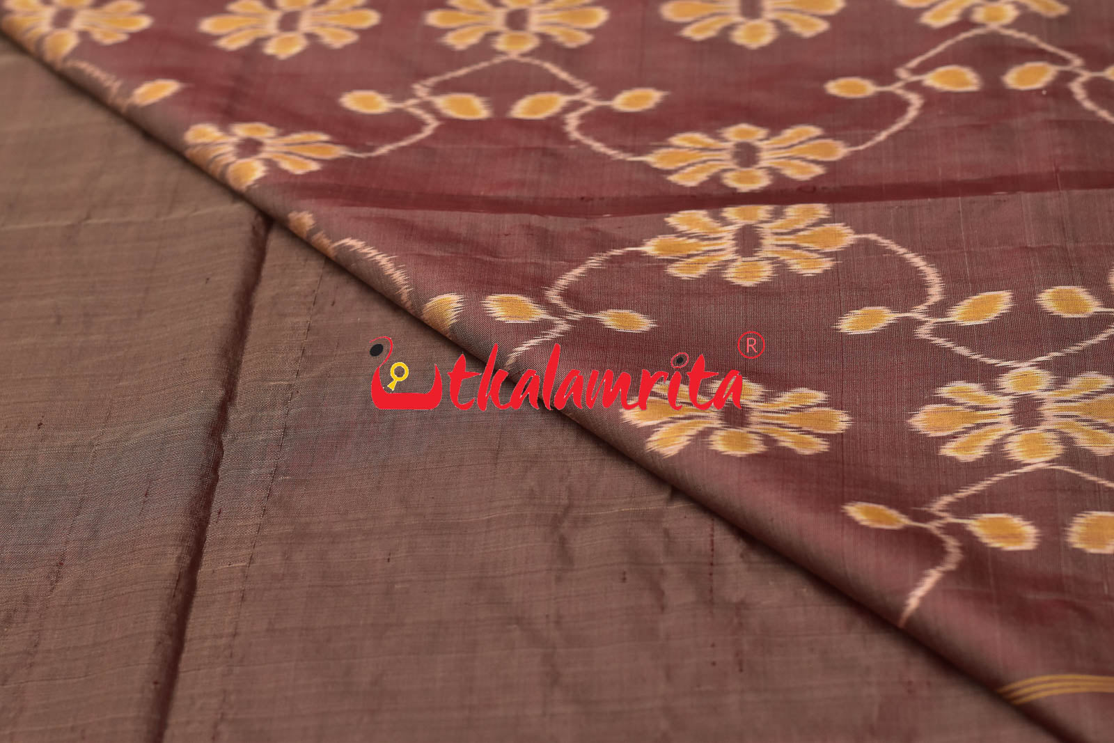 Natural Dye Plain Kumbha Khandua Silk Saree