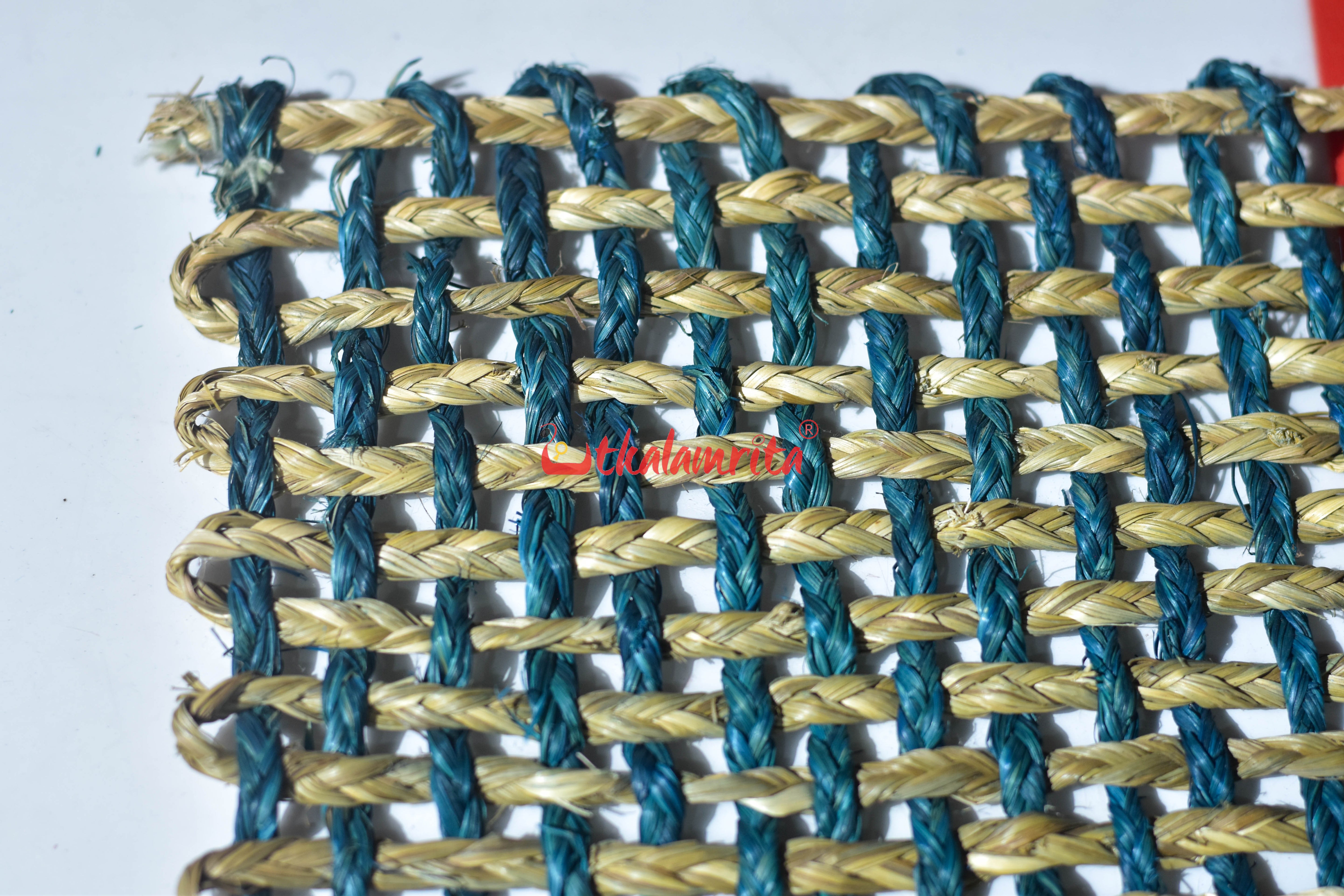 Sabai Grass Jali Mat Single Layer (Teal & Natural)