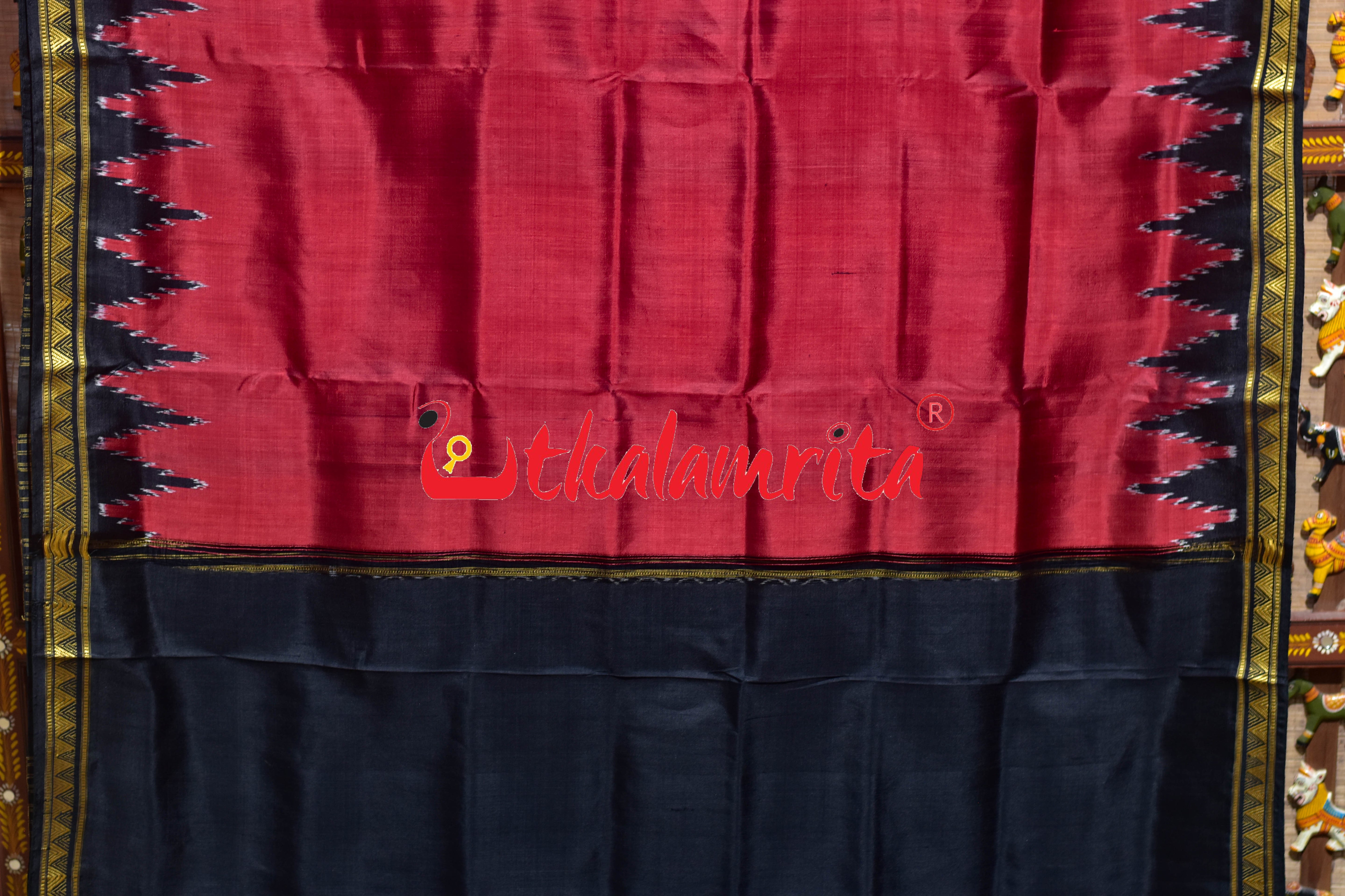 Red Dongria Border Animal Anchal Khandua Silk Saree