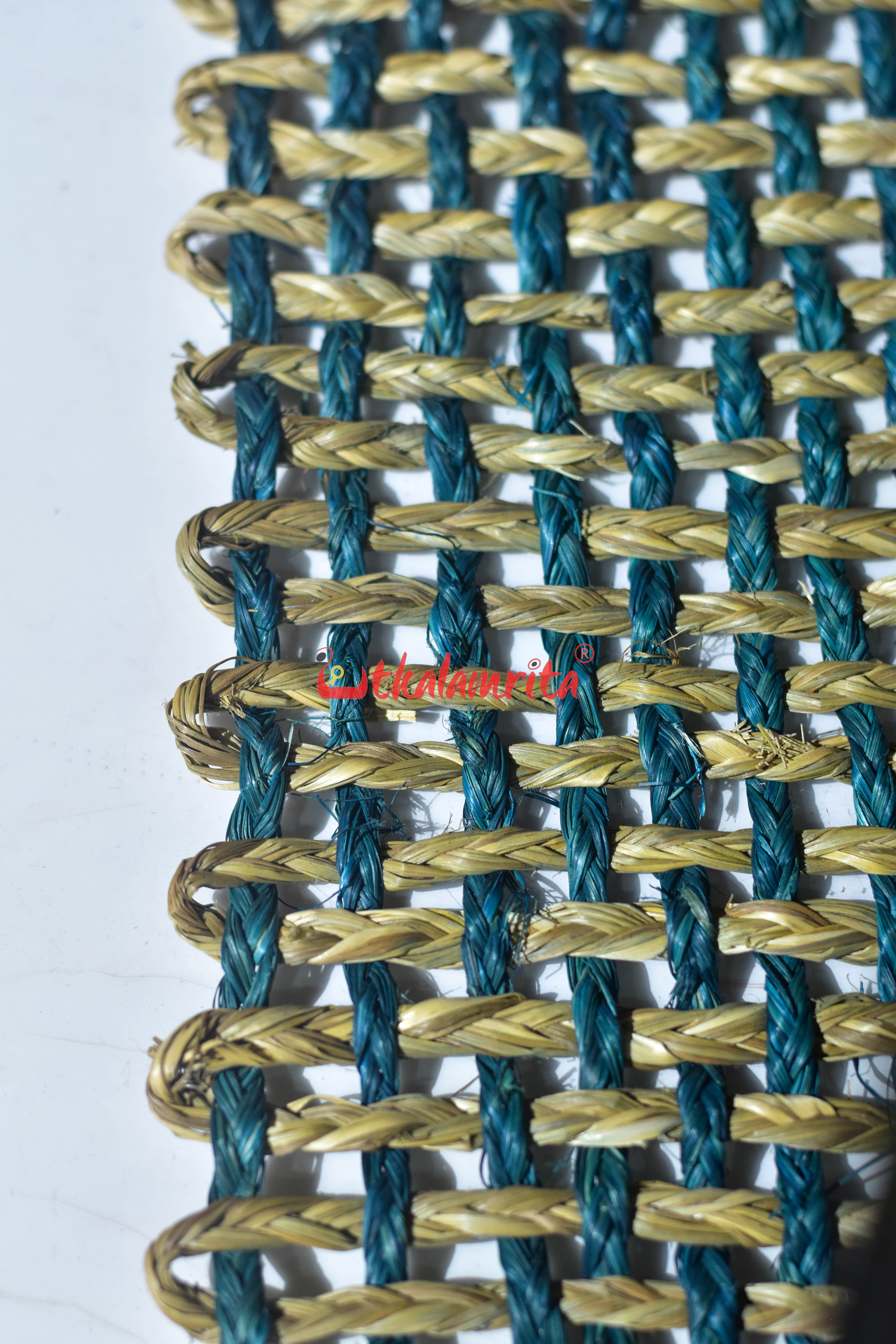 Sabai Grass Jali Mat Single Layer (Teal & Natural)