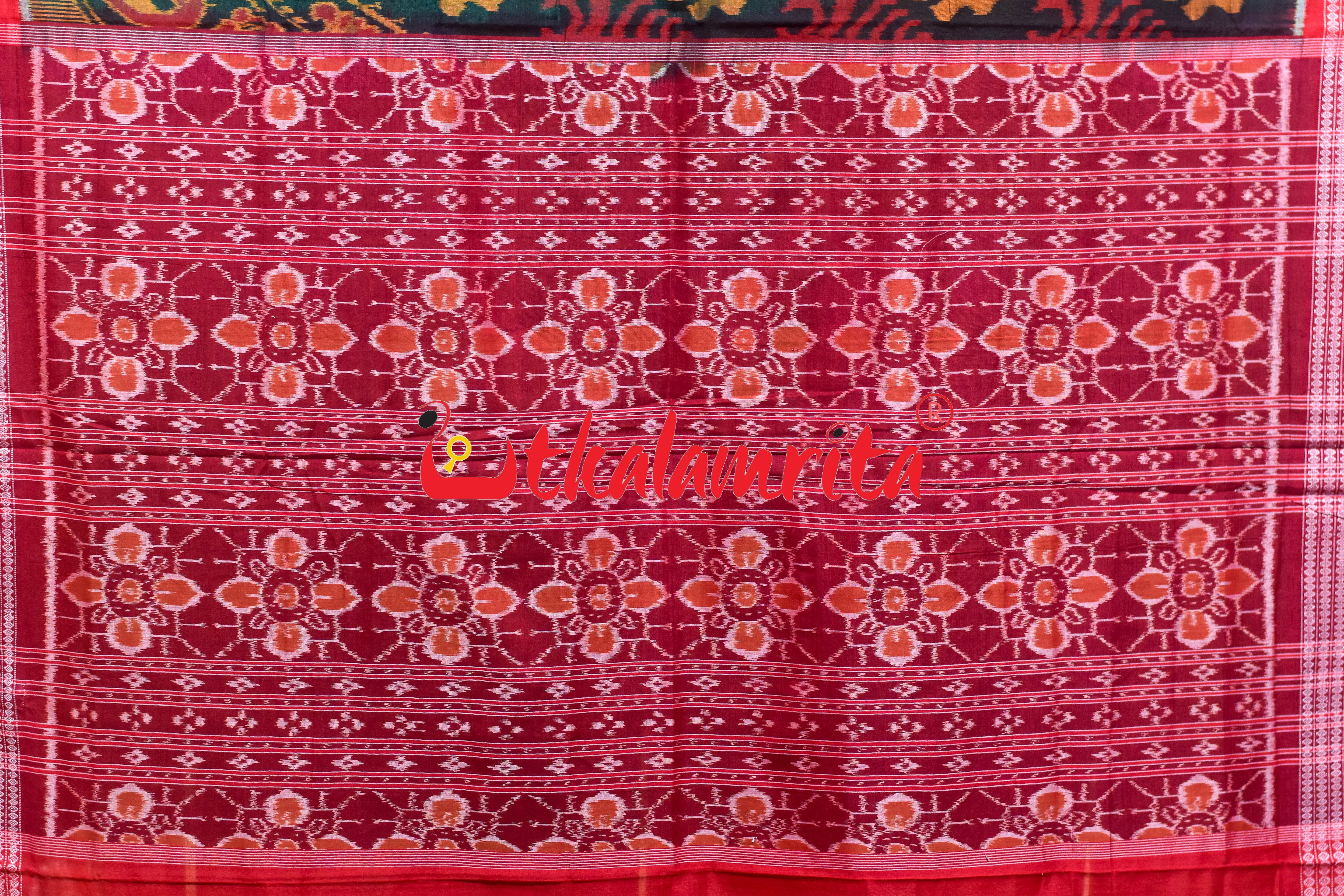 Green Gacha Mayura Border Sambalpuri Cotton Saree
