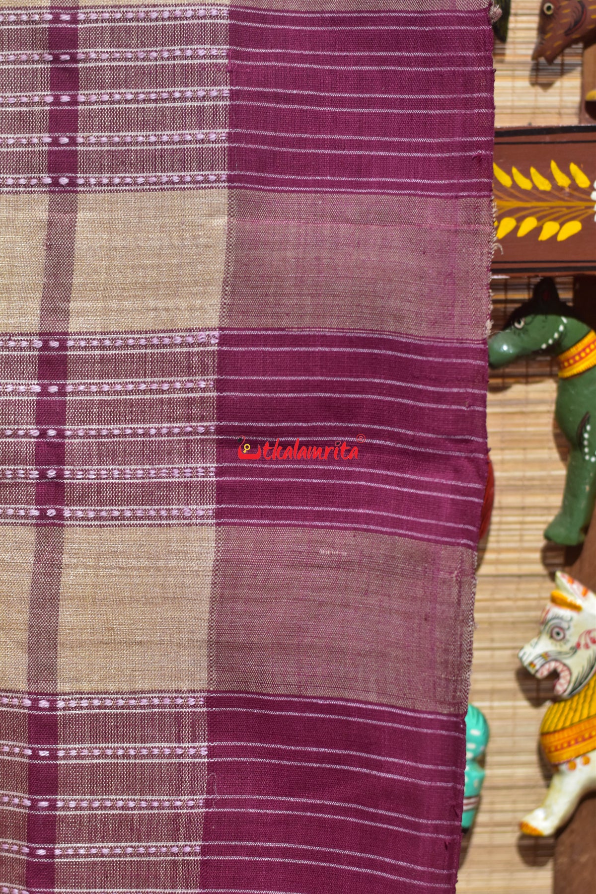 Big Check Maroon Santhal Tussar Saree