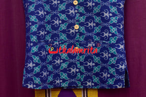 Royal Blue With Doll Flower Bandha Cotton (Men's Jacket)