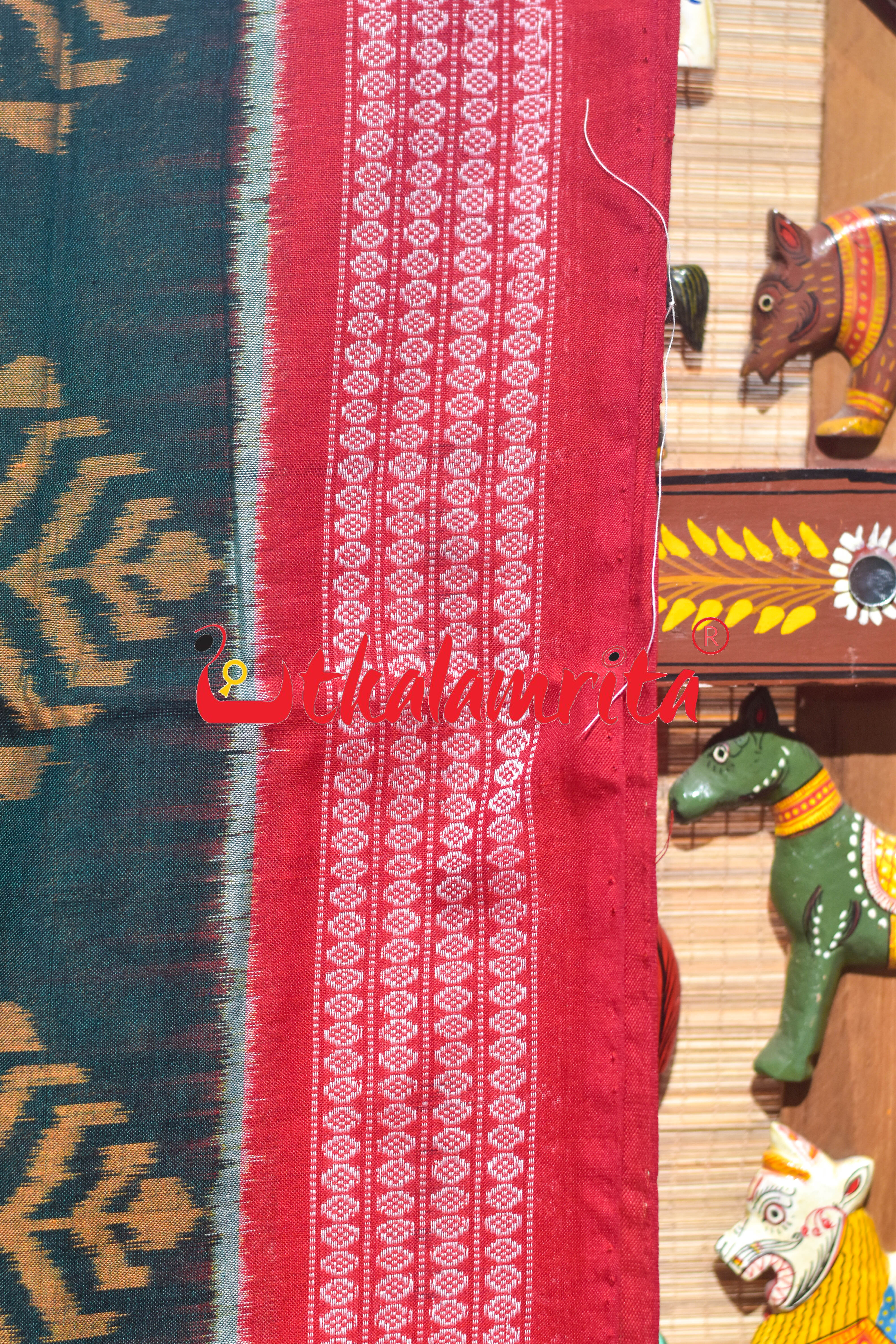 Green Gacha Mayura Border Sambalpuri Cotton Saree
