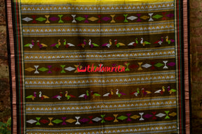 Suneli Yellow Bomkai Cotton Saree