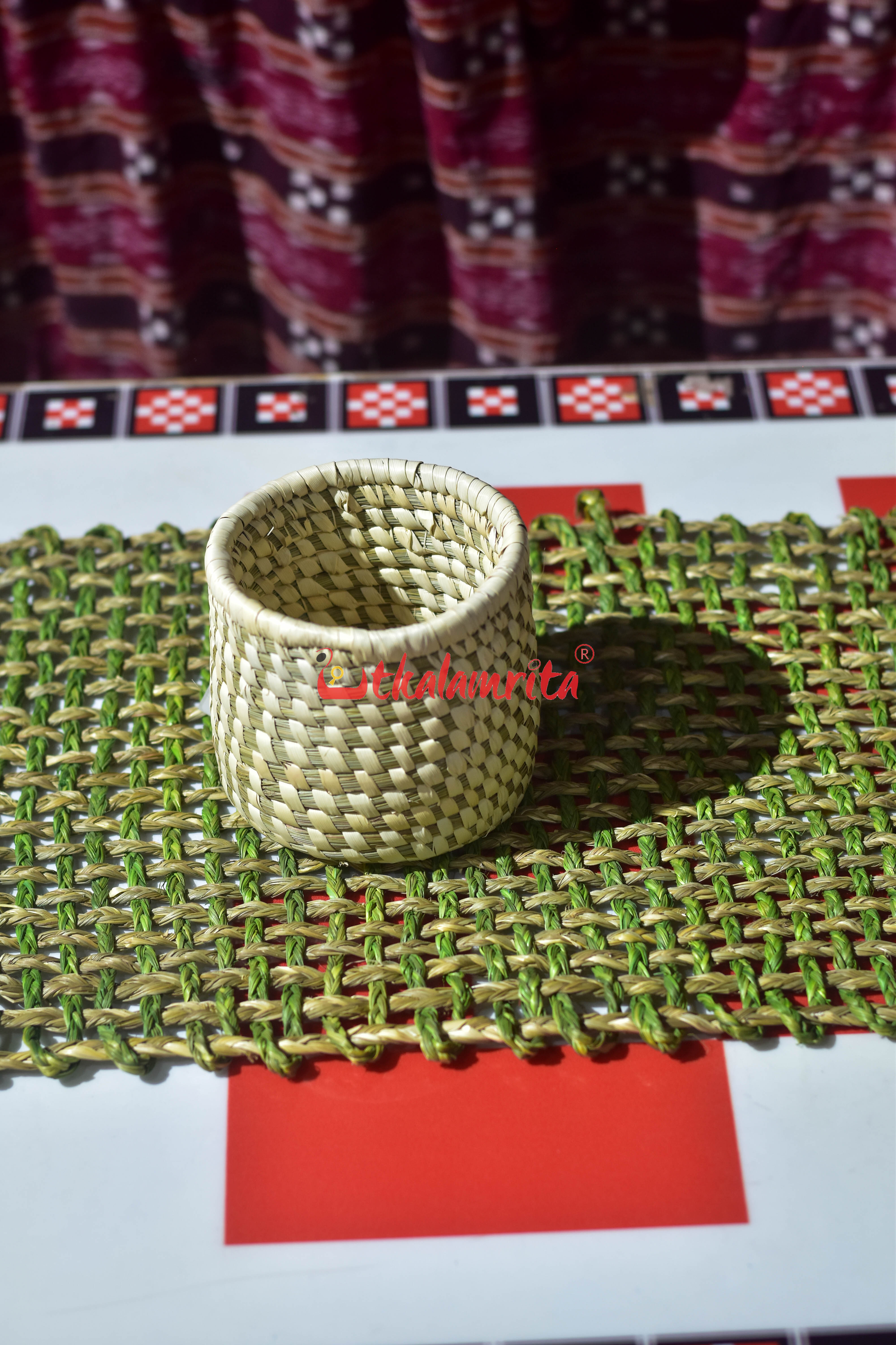 Sabai Grass Jali Mat Single Layer (Green & Natural)
