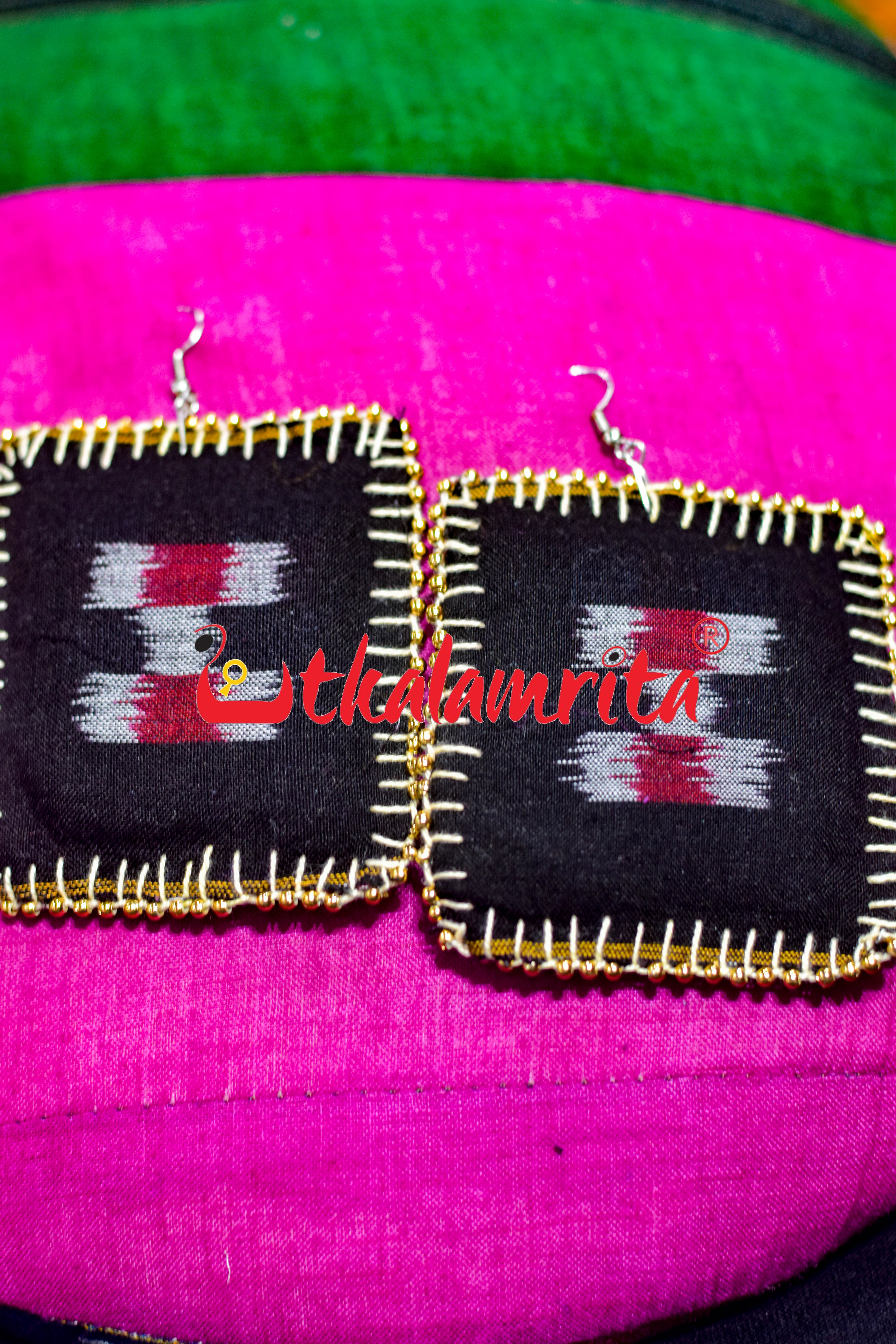 Red Black Pasapali Big Earrings