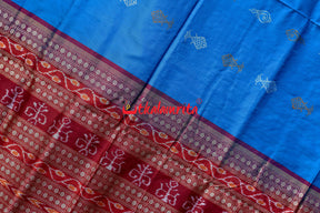 Blue Sankh and Fish Bomkai Sambalpuri Silk