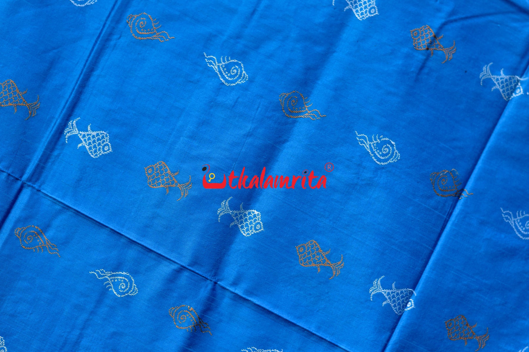 Blue Sankh and Fish Bomkai Sambalpuri Silk