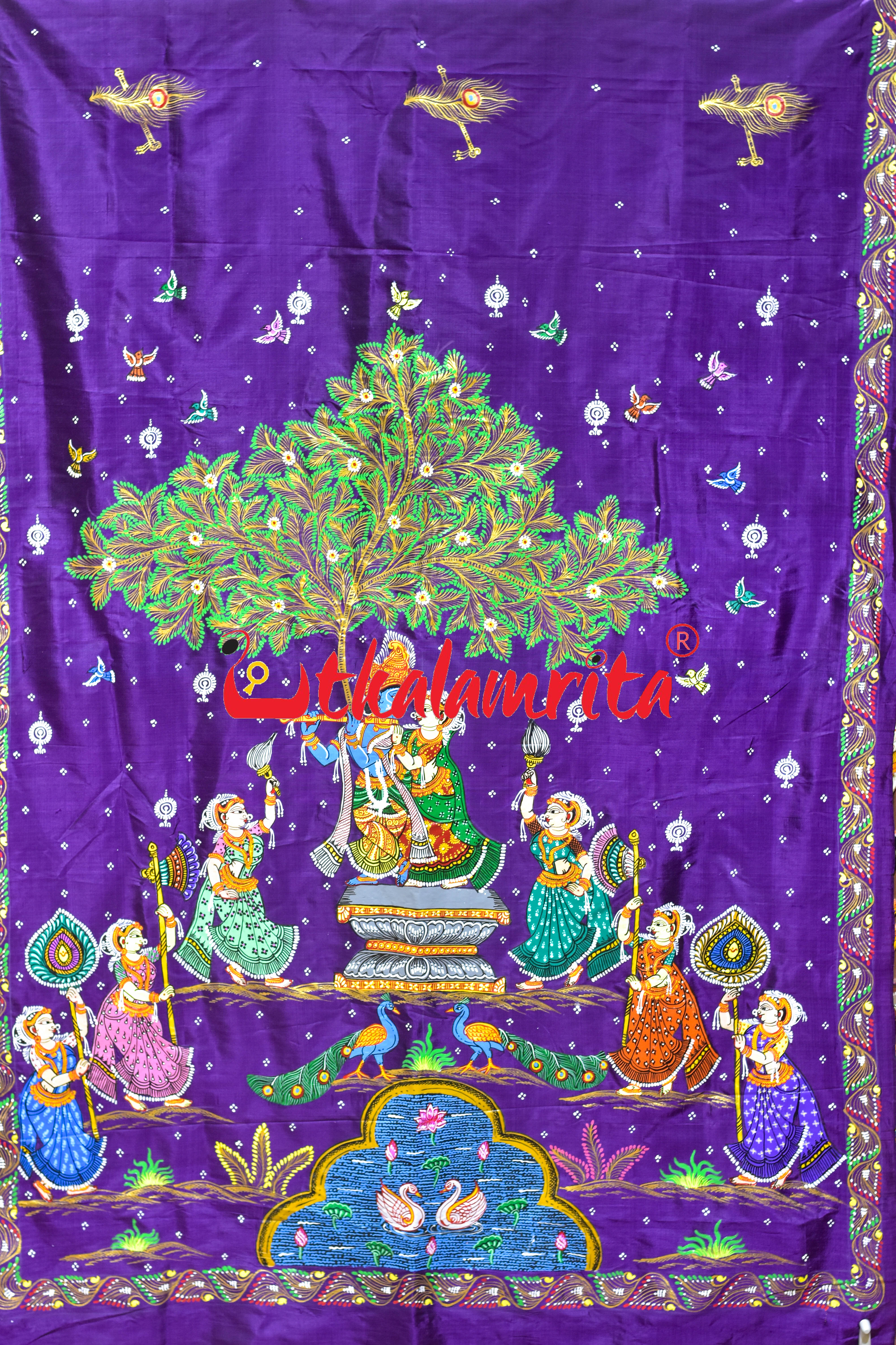 Purple Rasa Pattachitra Silk Saree