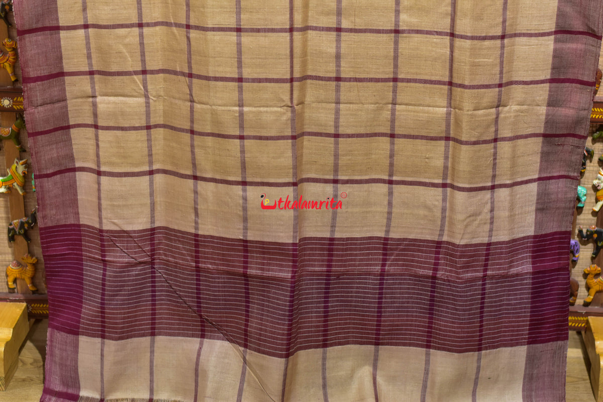 Big Check Maroon Santhal Tussar Saree