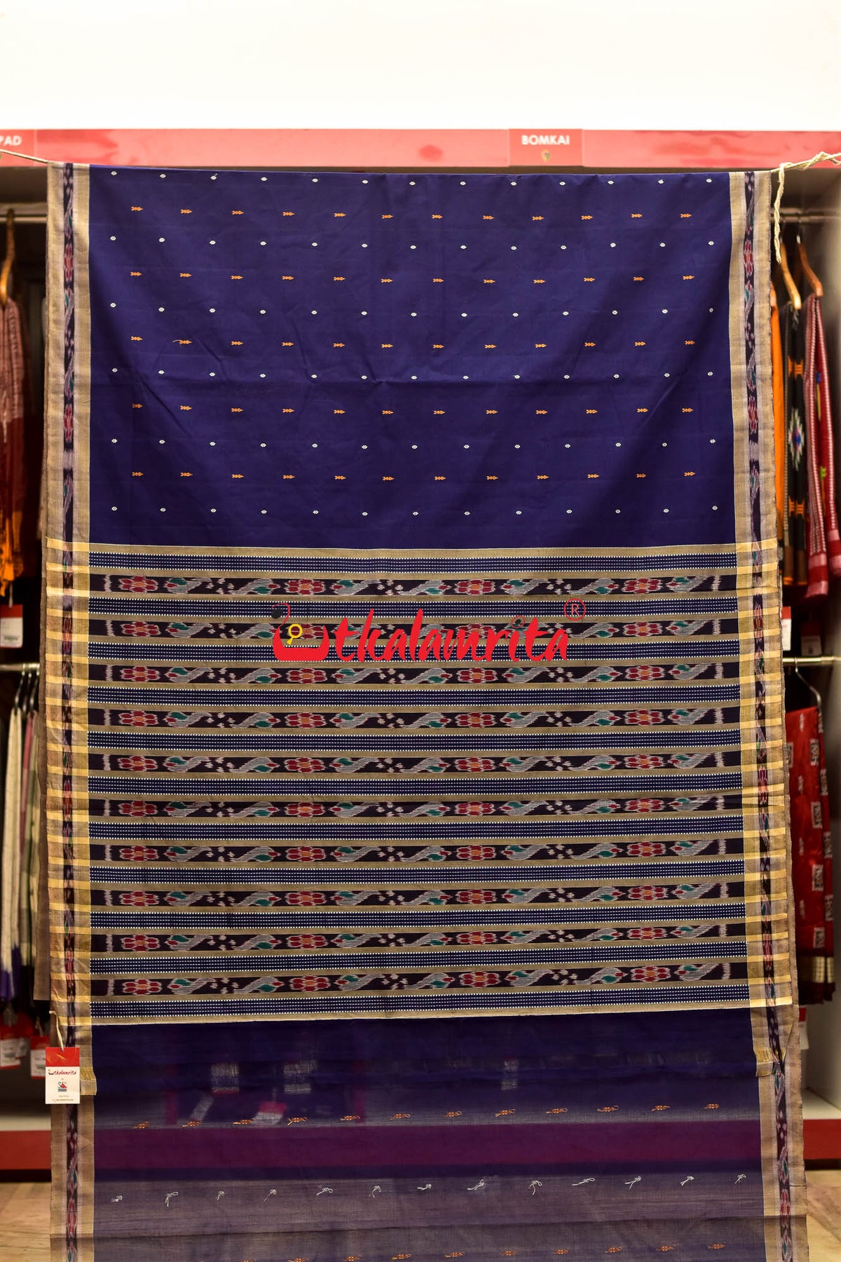 Deep Blue Grey Pittala Cotton Saree