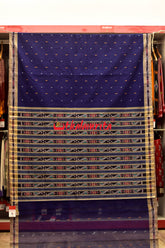 Deep Blue Grey Pittala Cotton Saree