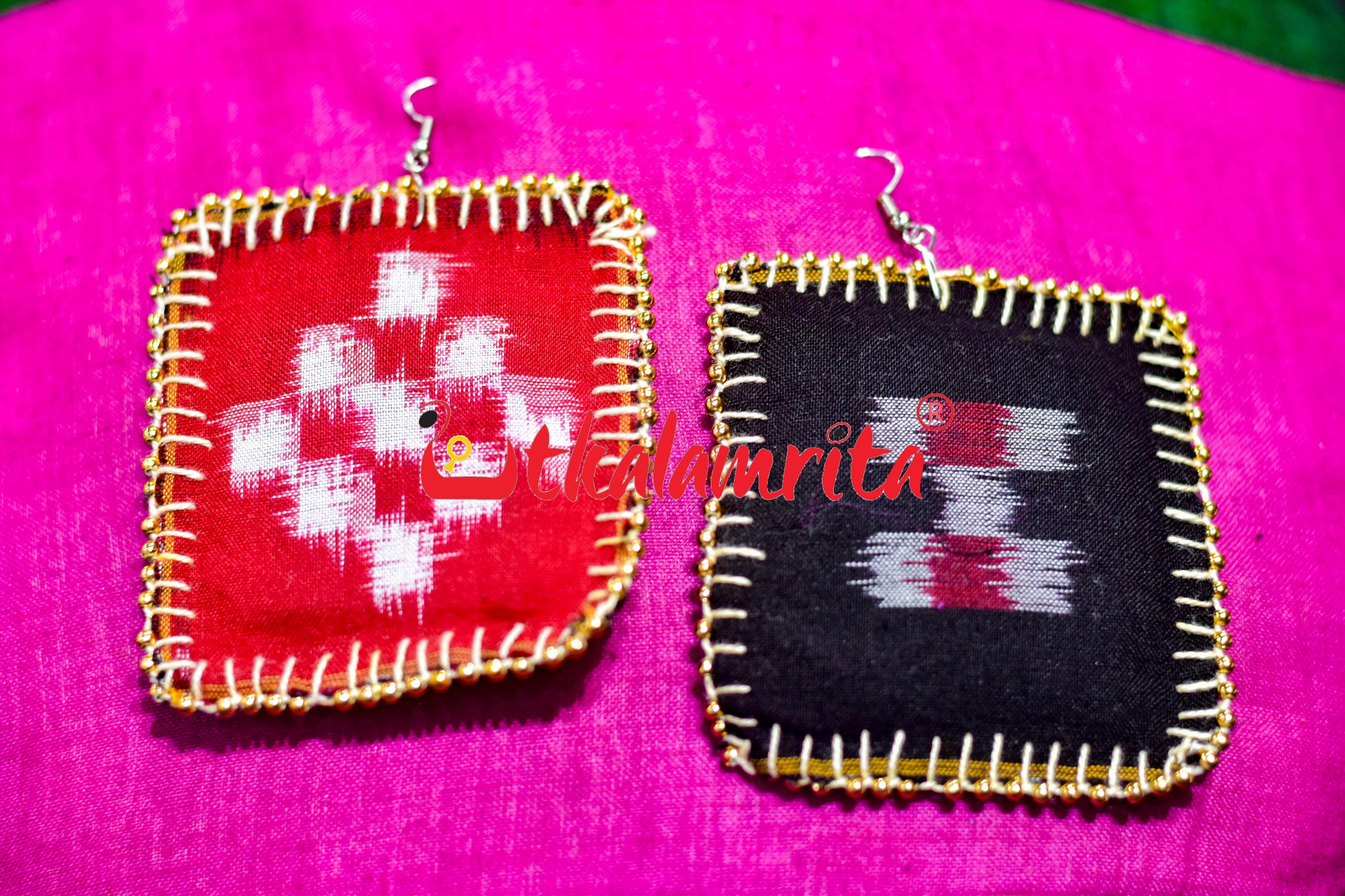 Red Black Pasapali Big Earrings